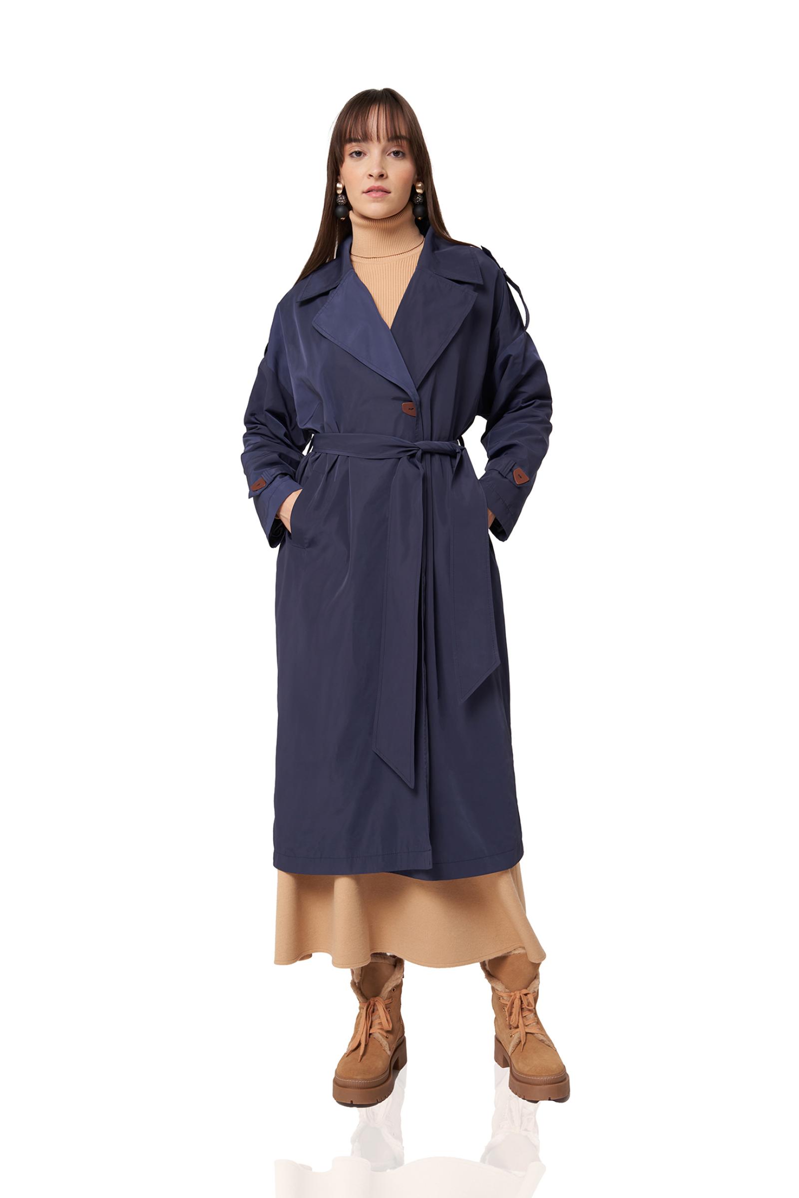 Uzun Kadın Trençkot (SERİ 1.2) - LACİVERT