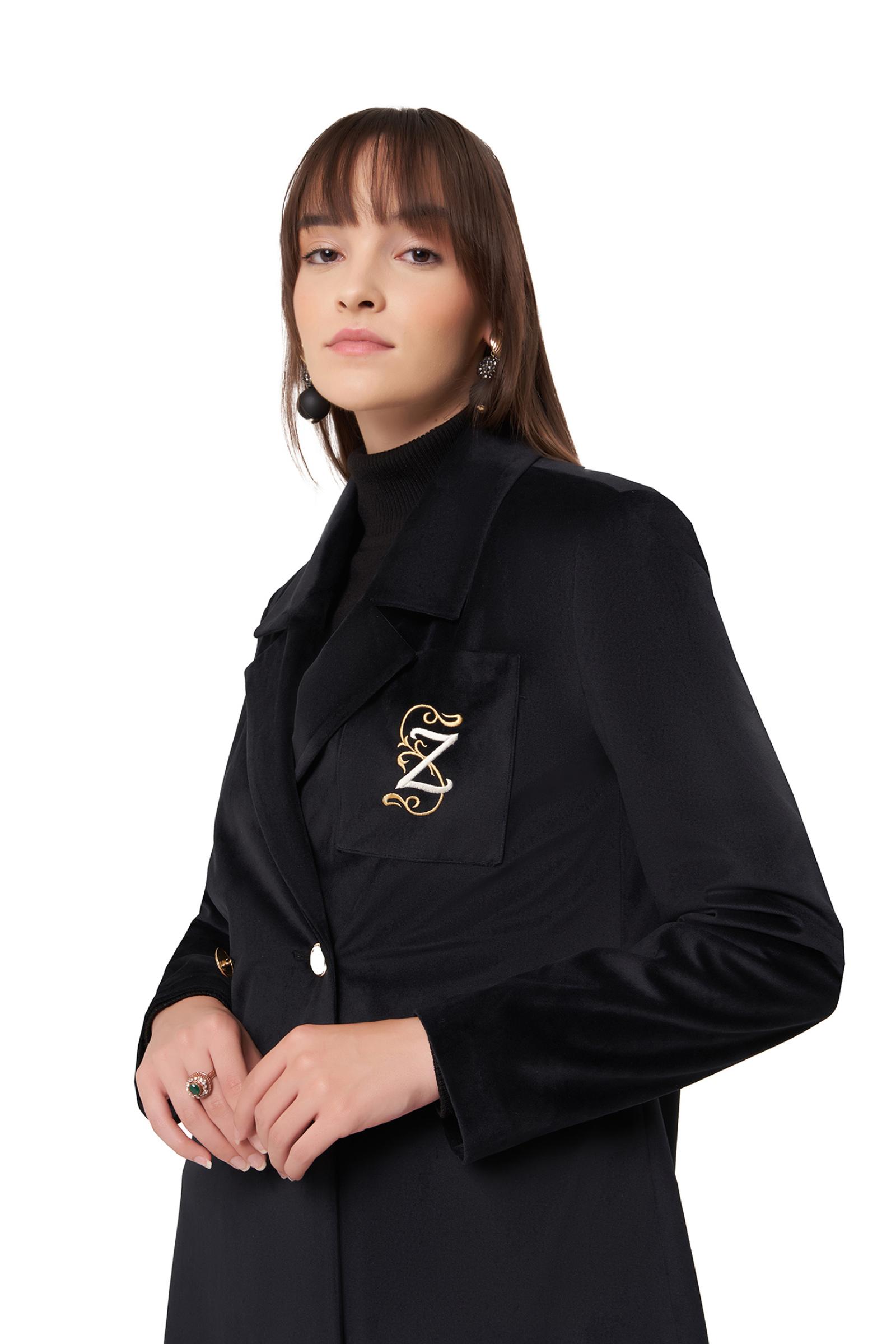 Kadife Kadın Ceket - SİYAH