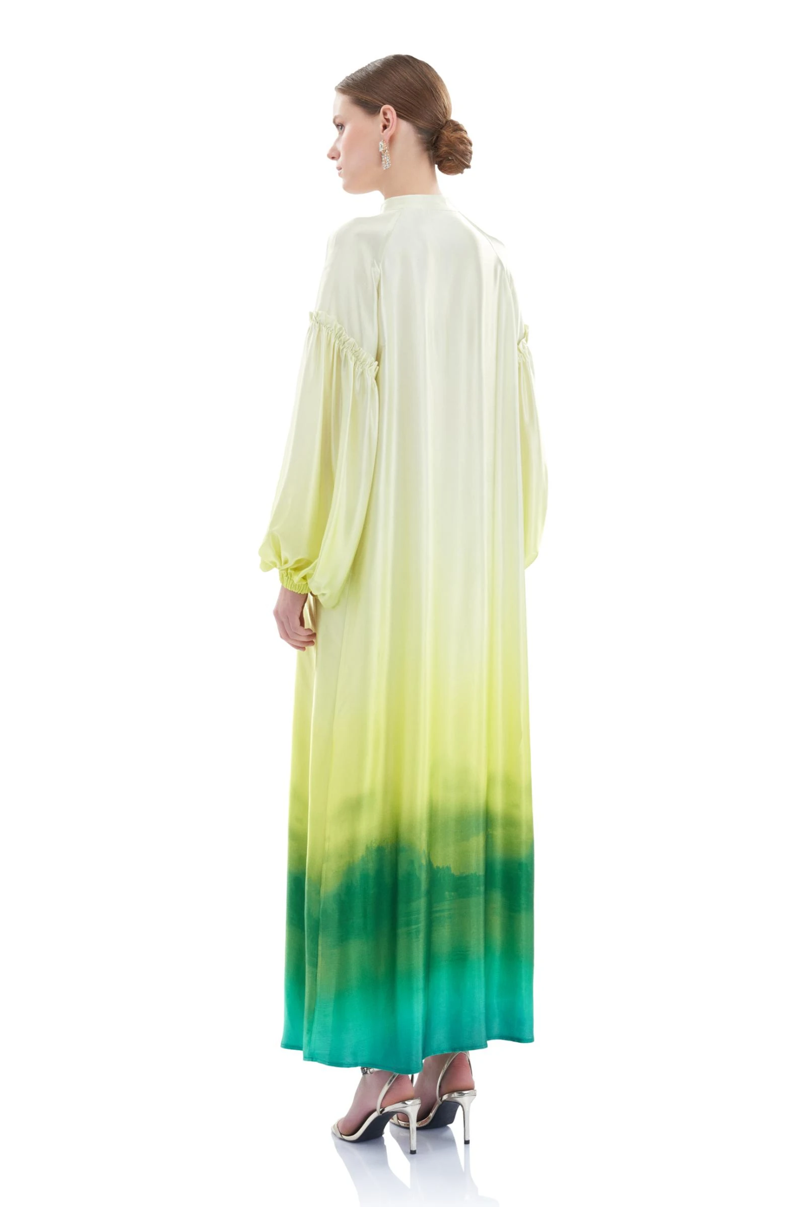 Yeşil Uzun Viskon Elbise