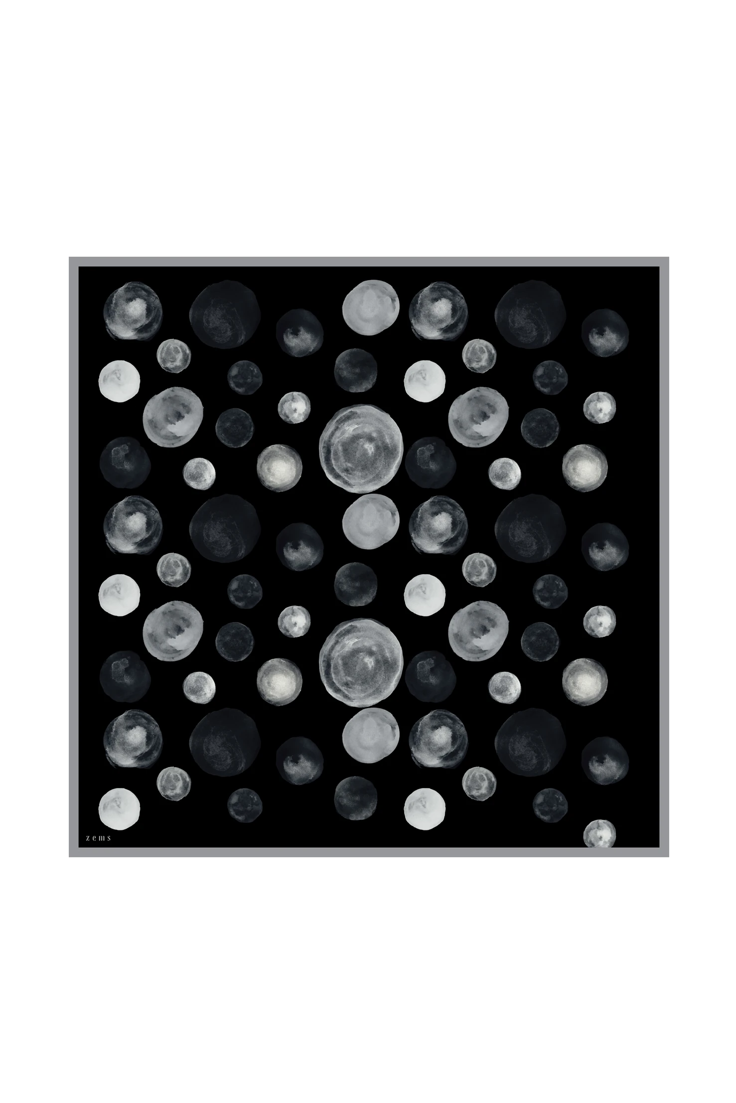 Zems Puantiye Desen Twill İpek Eşarp - SİYAH