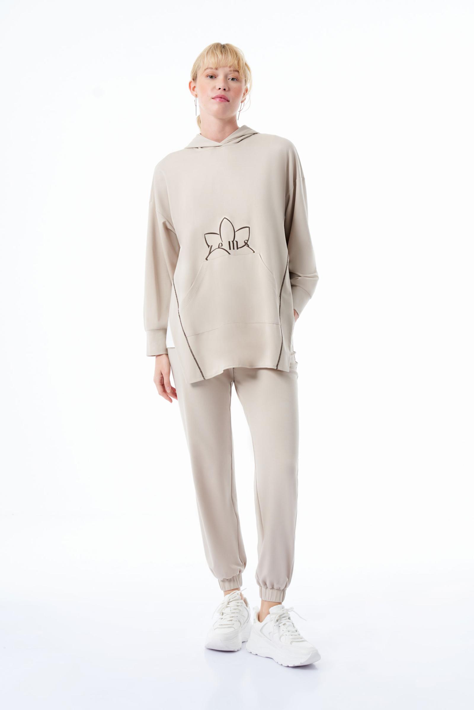 Paçası Lastikli Örme Kadın Pantolon