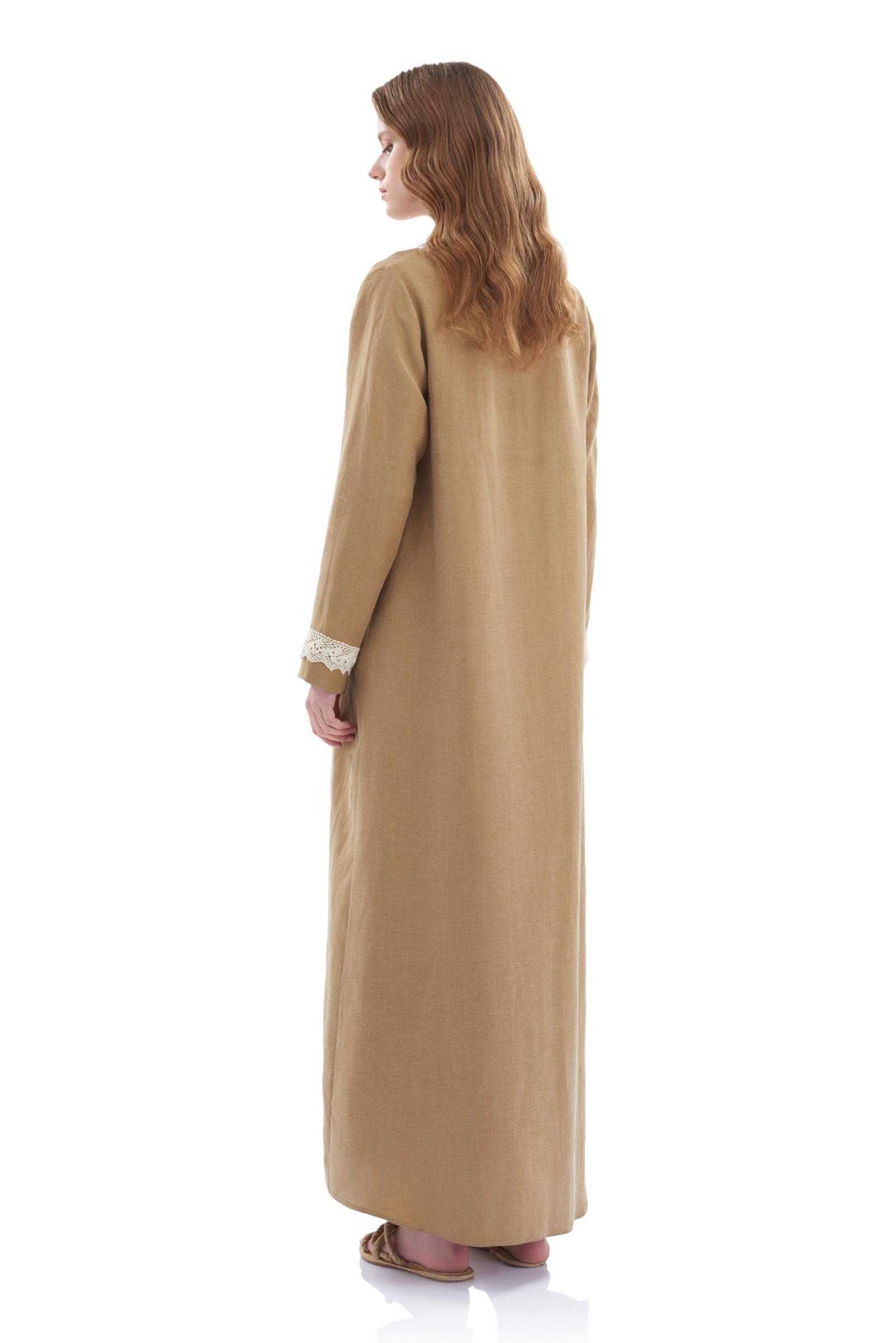 Kol Detaylı Keten Cupro Elbise