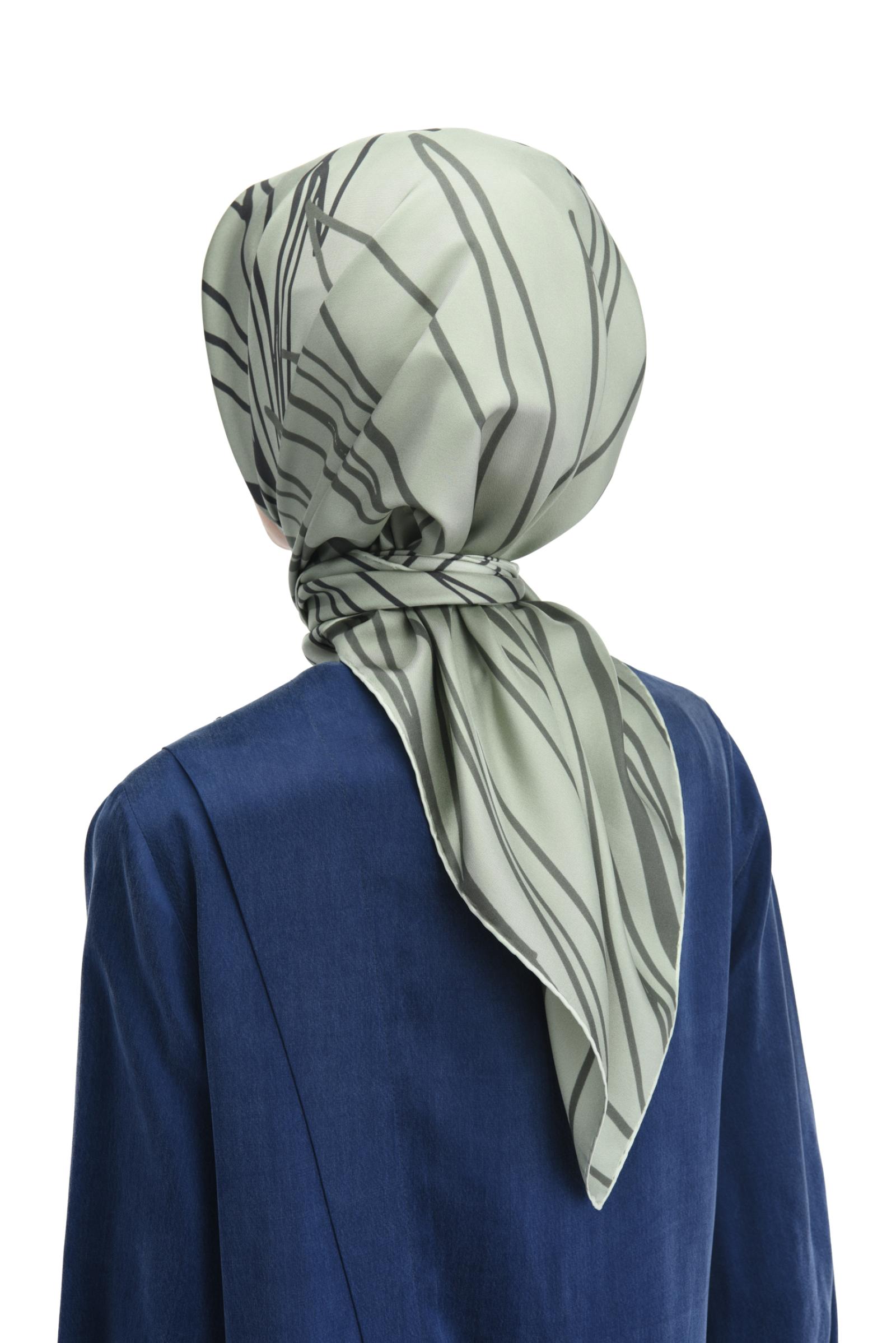 Zems Palmiye Desen Twill İpek Eşarp