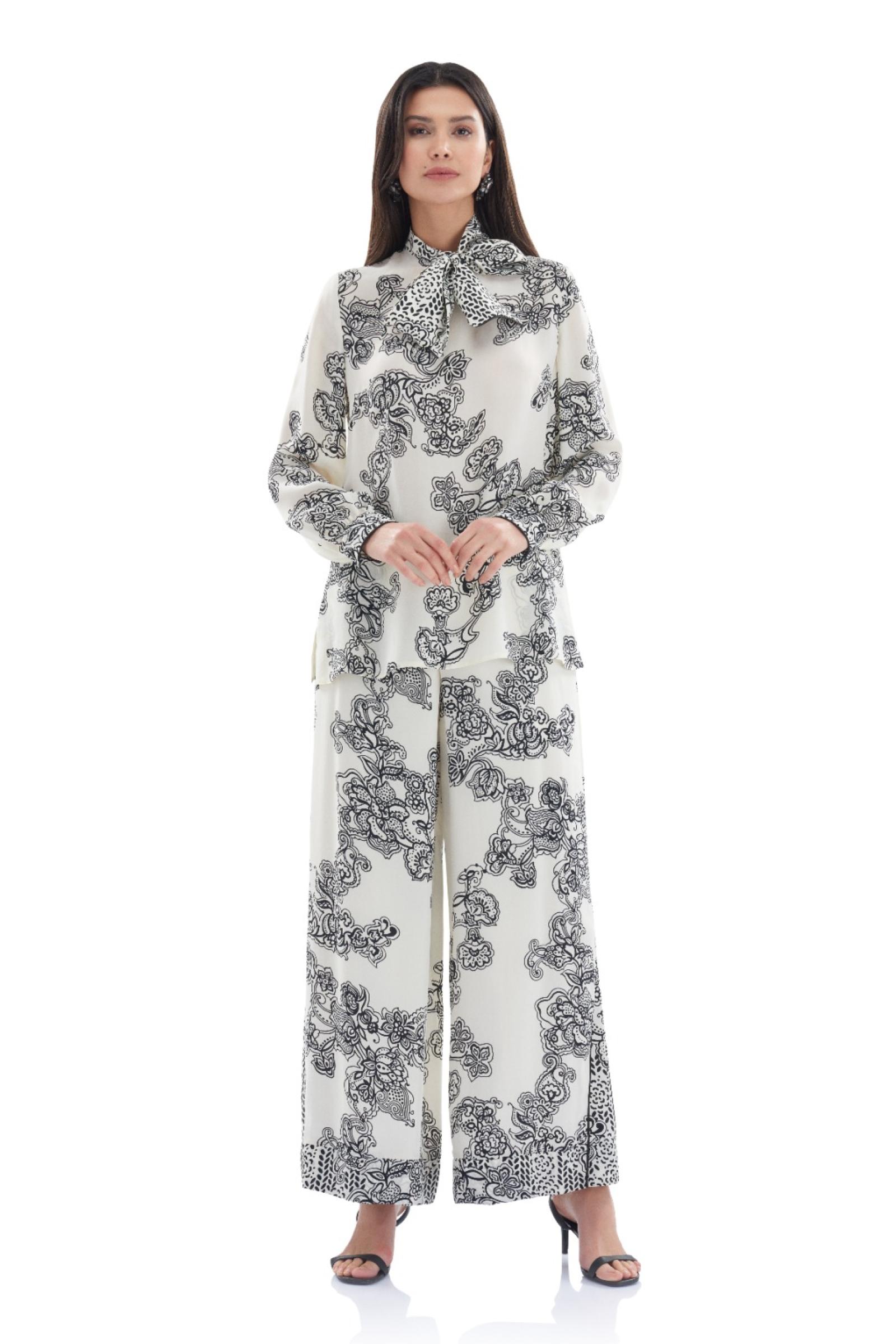 Desenli Cupro Bol Paça Pantolon