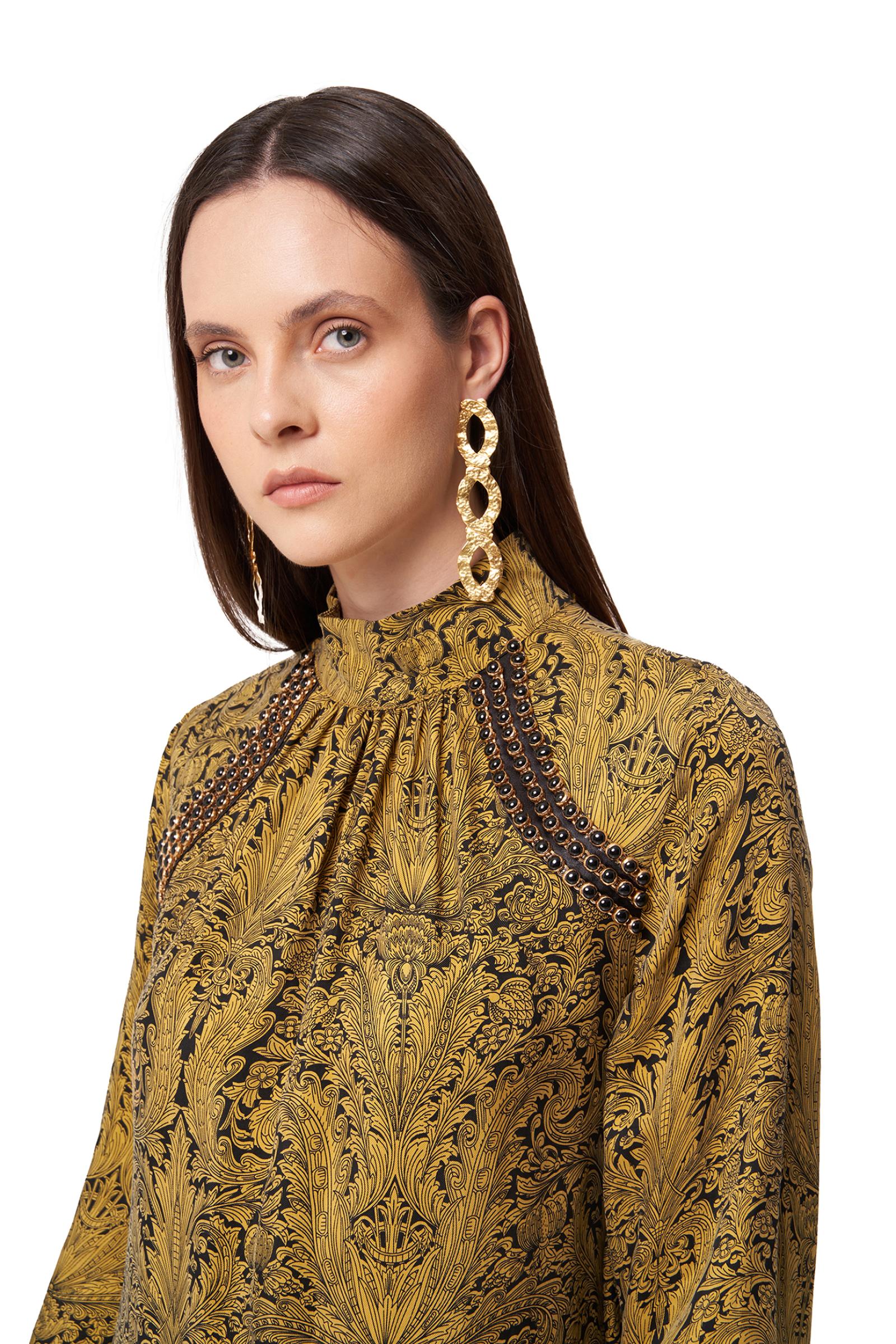 Taşlı Cupro Uzun Elbise