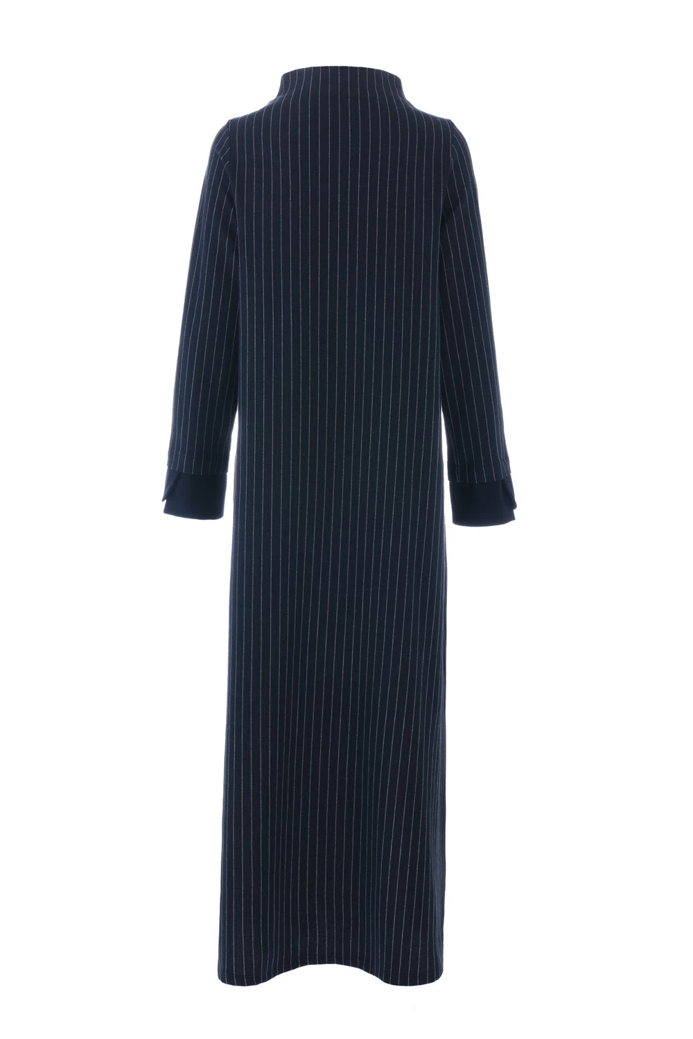 Lacivert Çizgili Örme Uzun Elbise