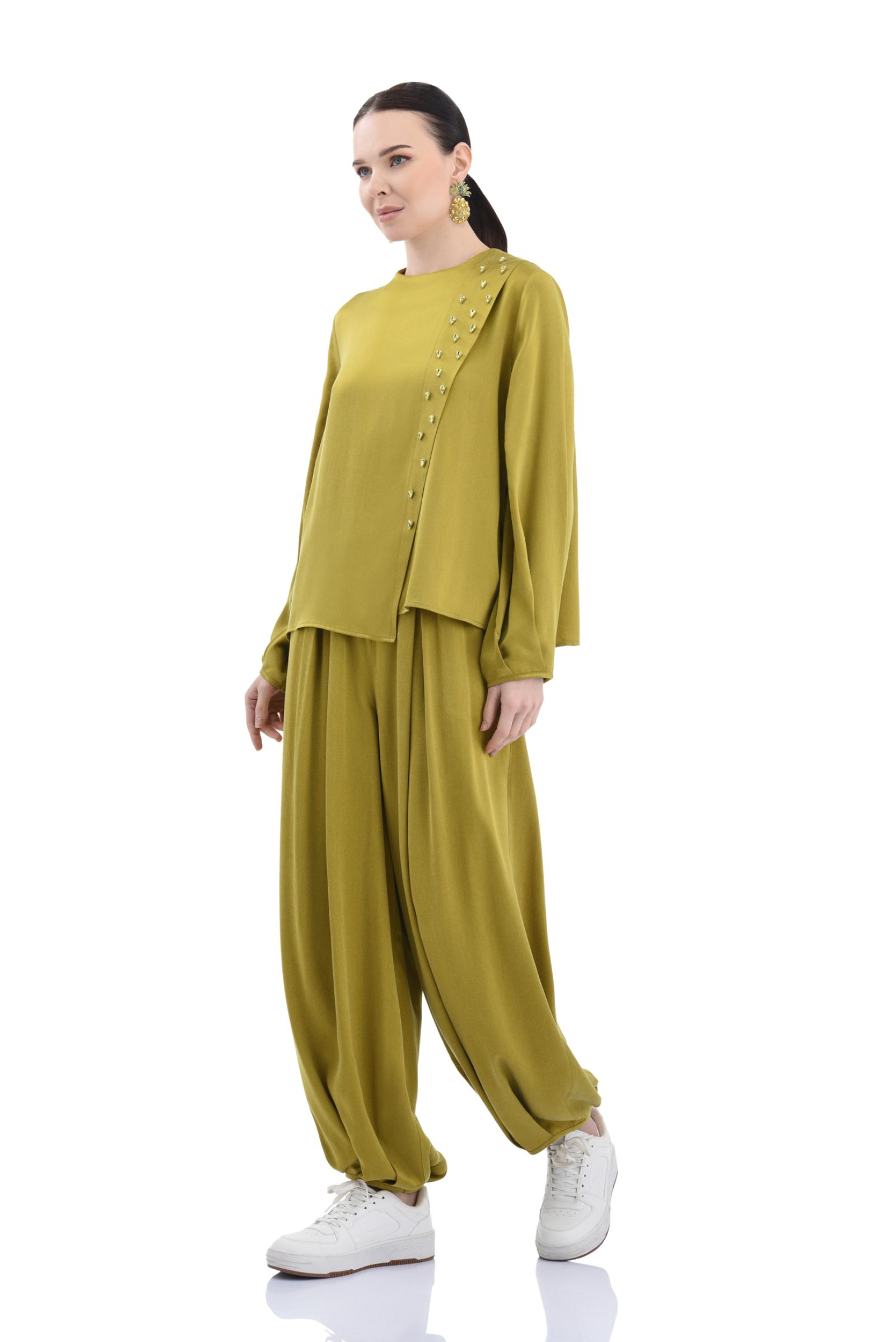 Taş Detaylı Cupro Şalvarlı Takım