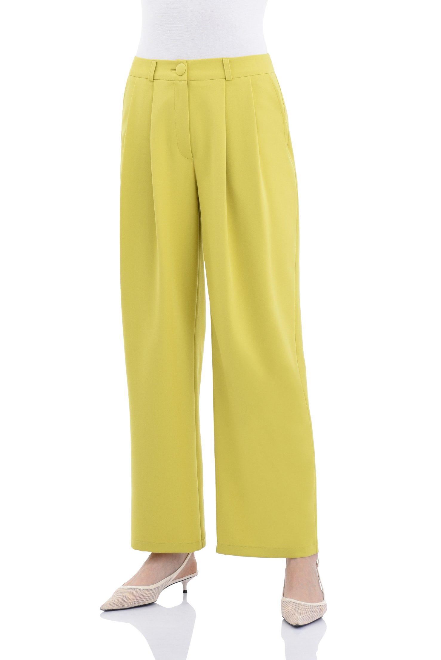 Pile Detaylı Kadın Pantolon - YAĞ YEŞİLİ