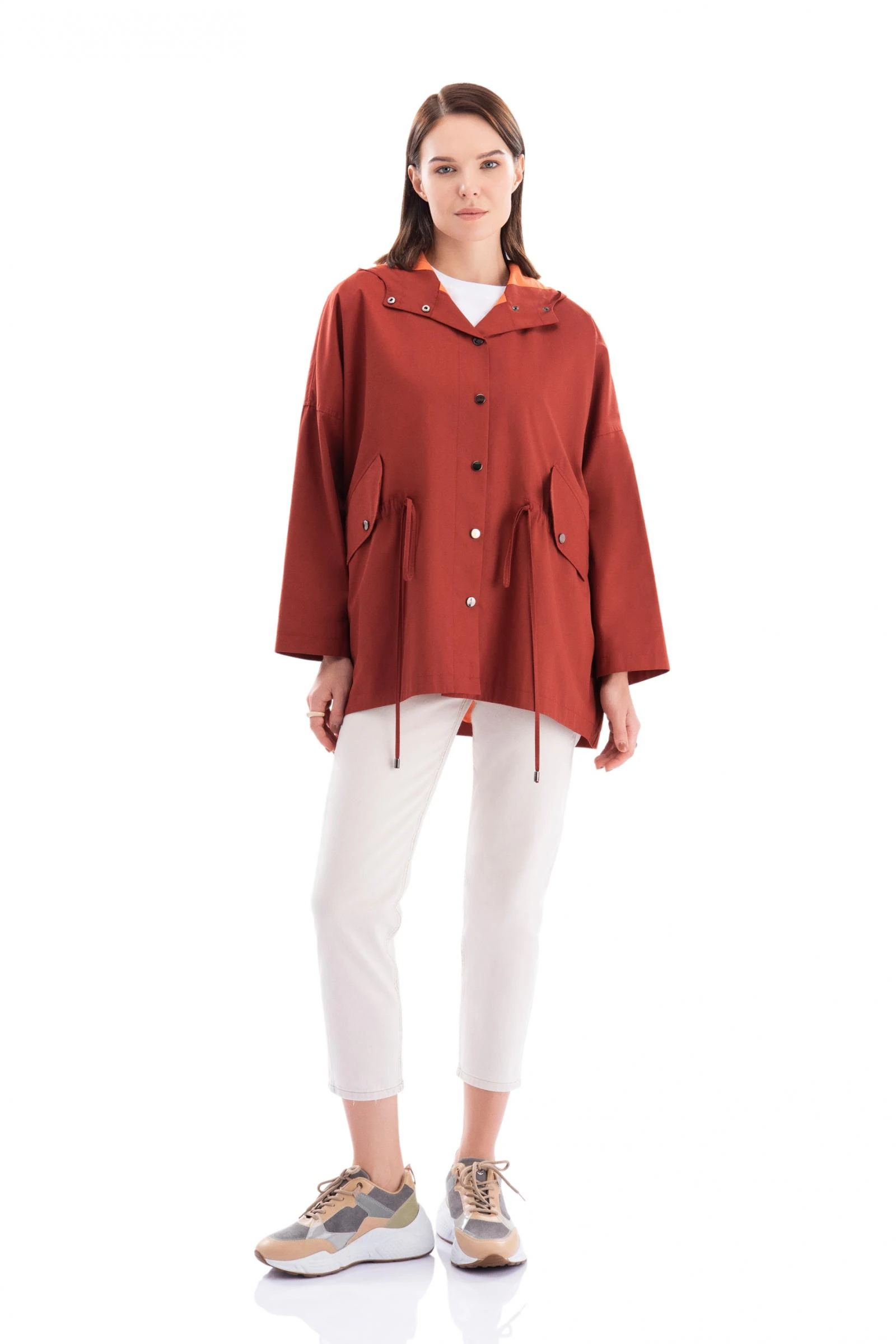 Kapüşonlu Kısa Trençkot