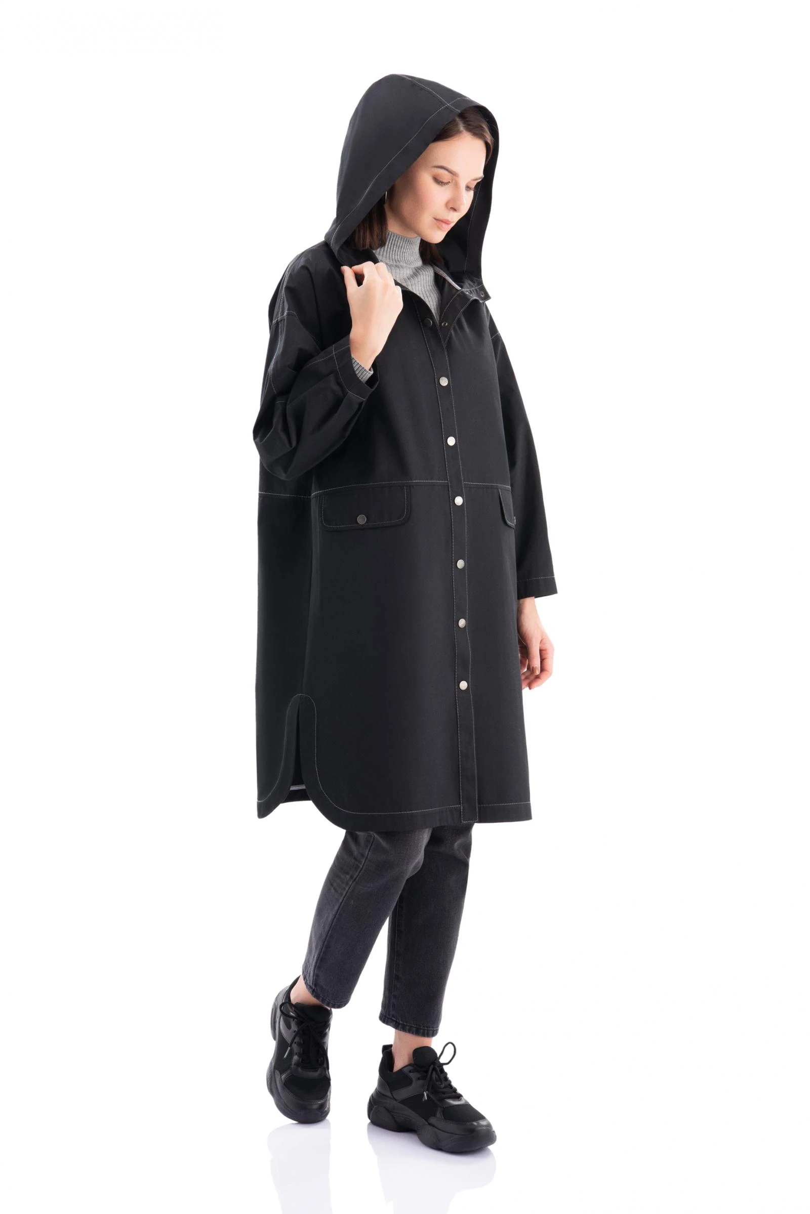 Kapüşonlu Trençkot