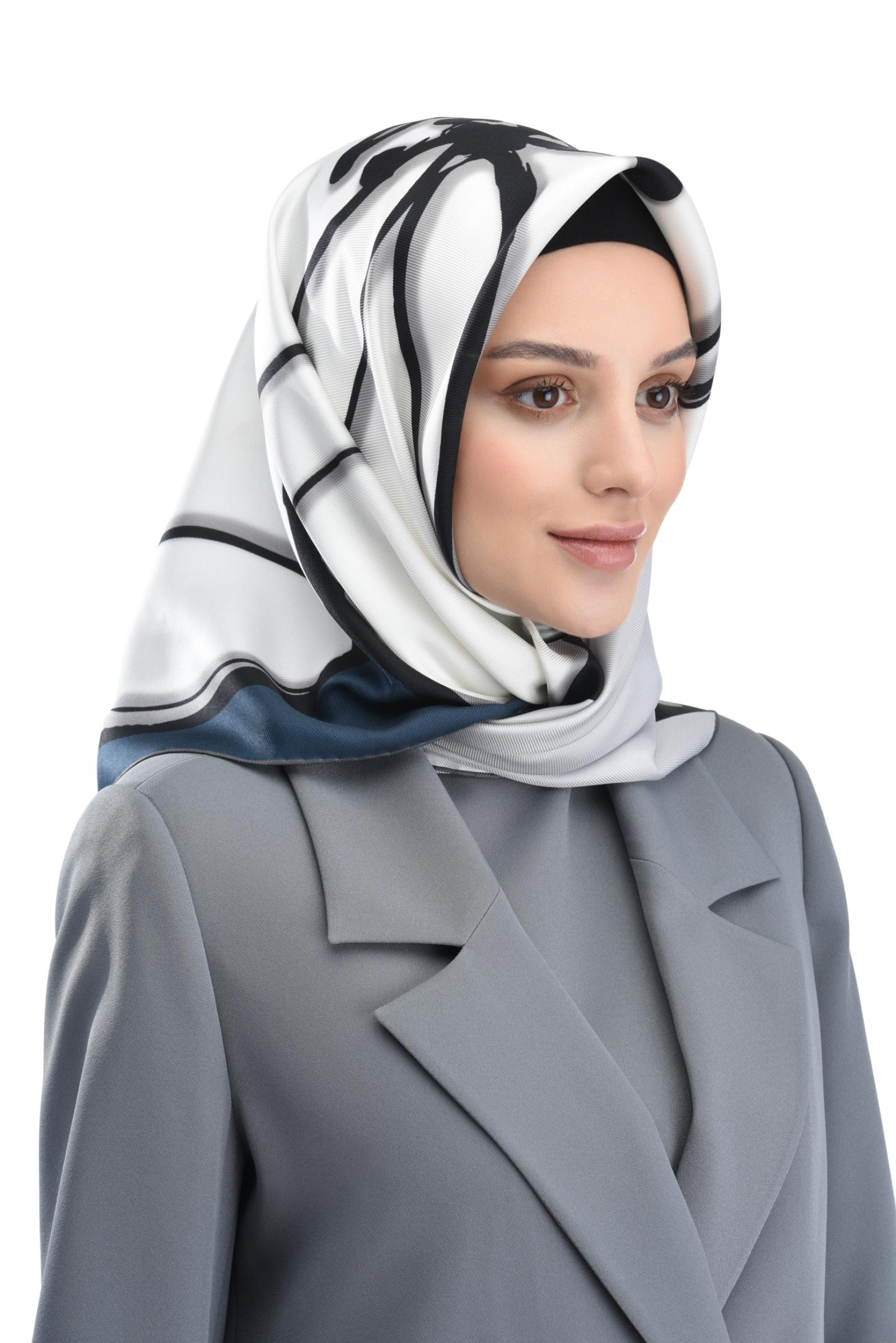 Zems Manolya Desen Twill İpek Eşarp