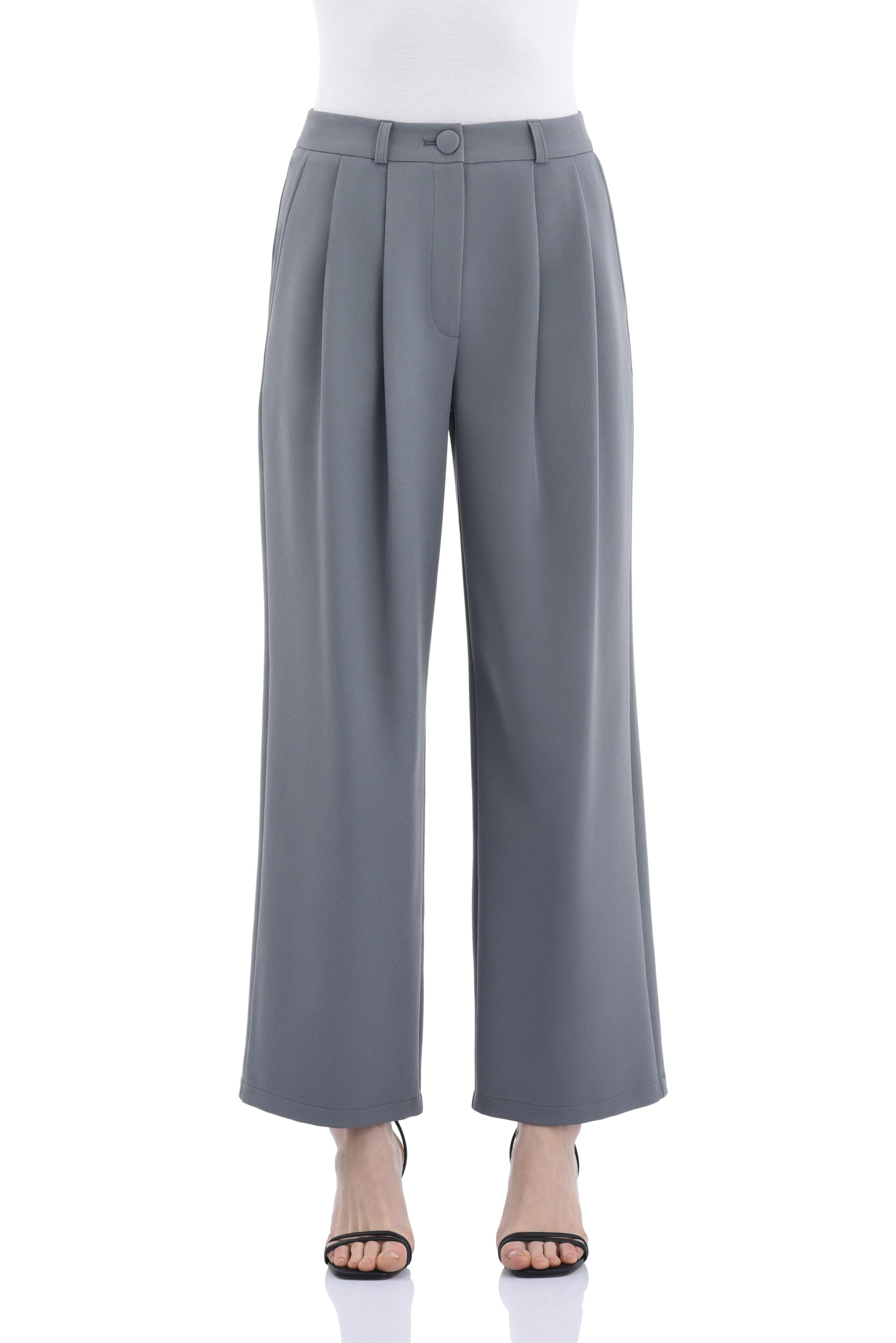 Pile Detaylı Kadın Pantolon - FÜME