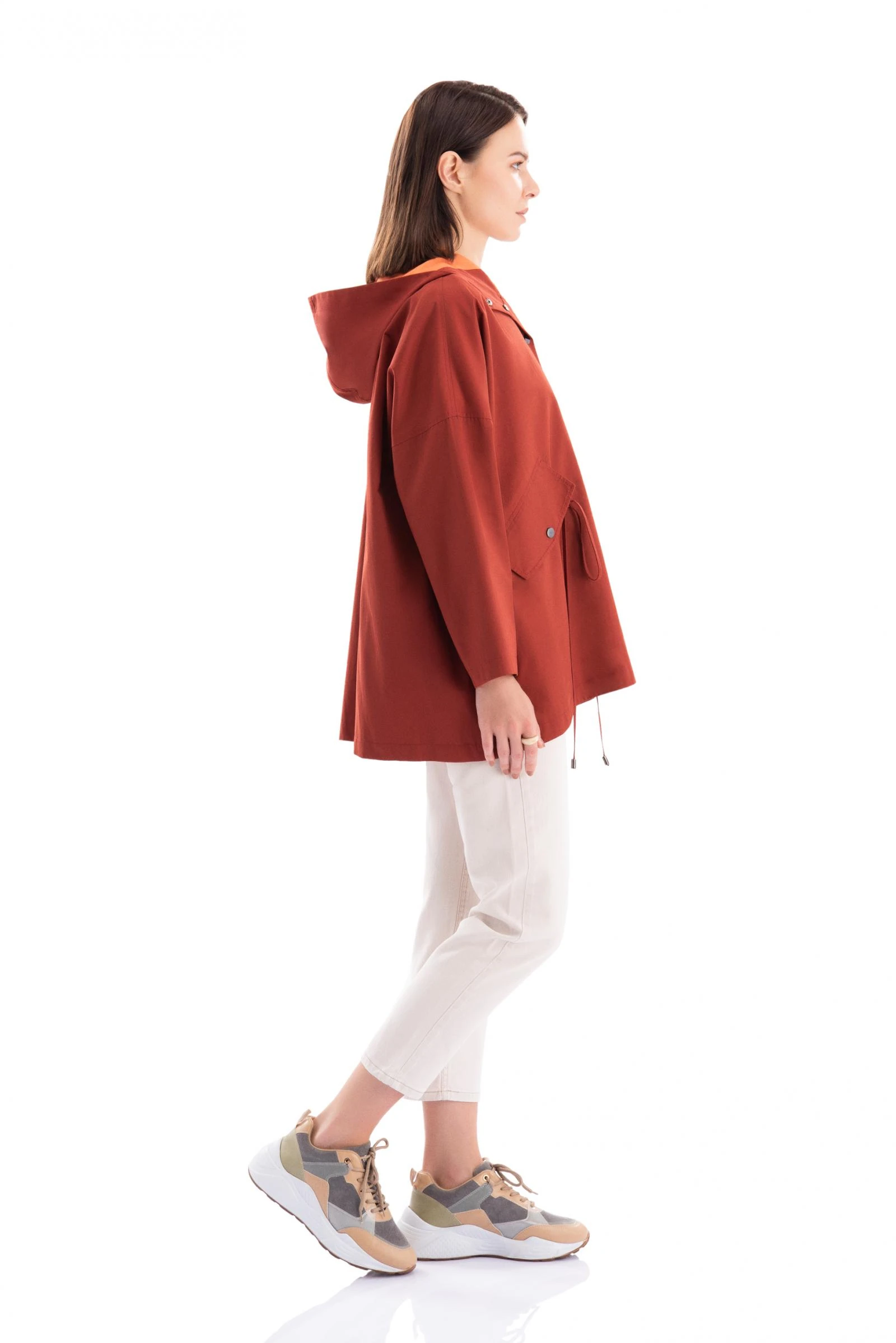 Kapüşonlu Kısa Trençkot