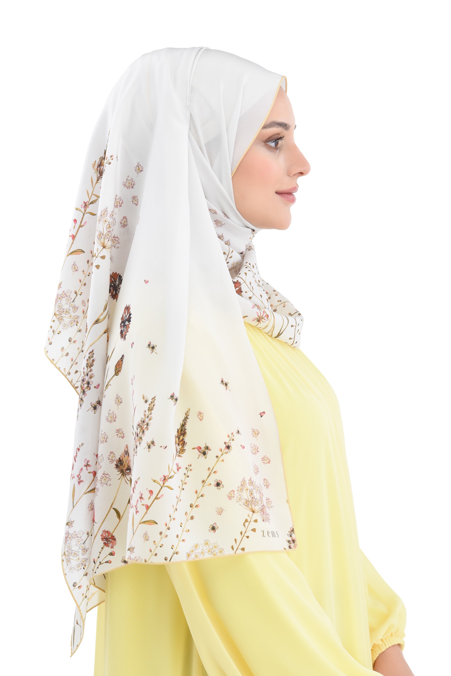 Zems Botanik Desen Krep İpek Şal