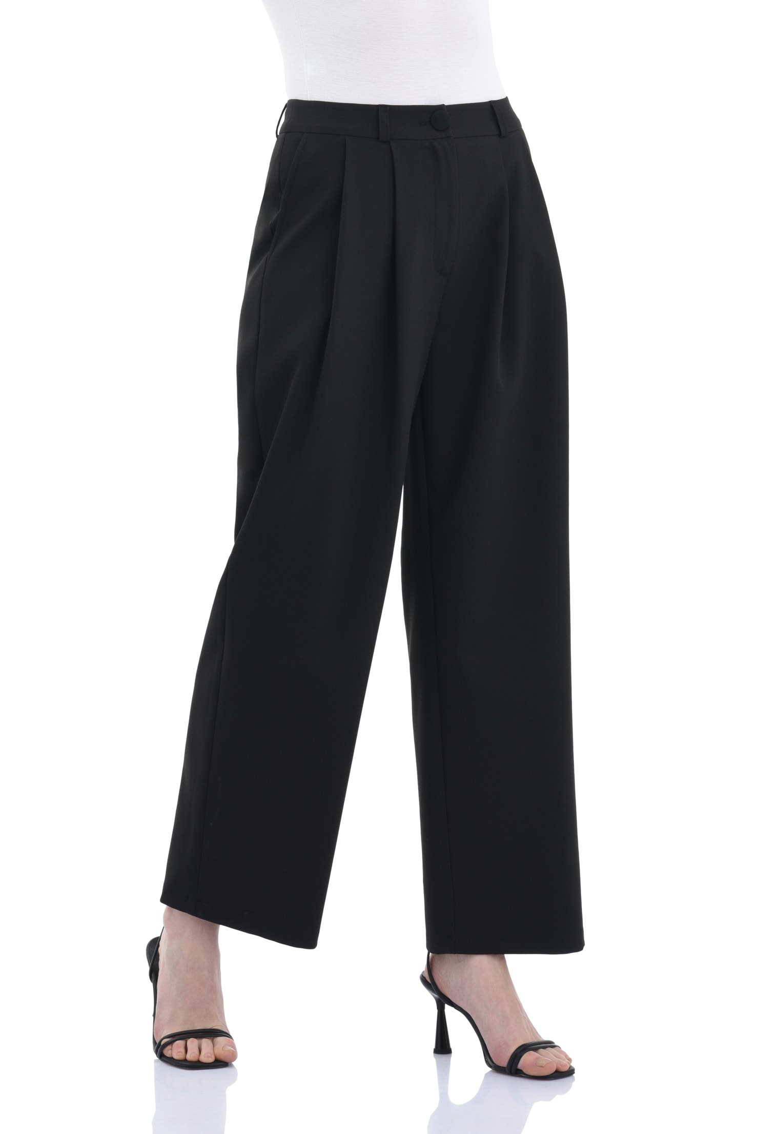 Pile Detaylı Kadın Pantolon - SİYAH