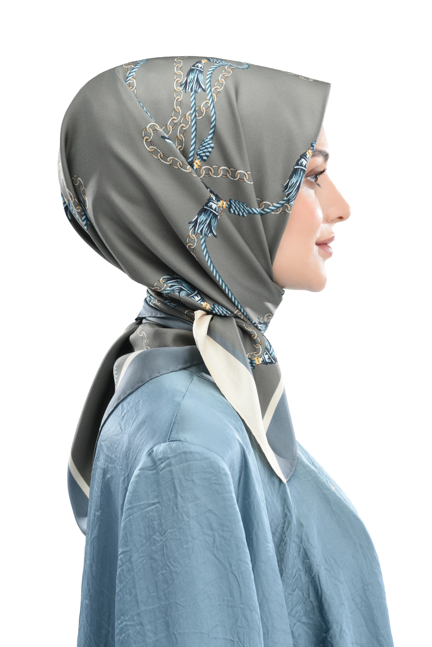 Zems Zincir Desen Twill İpek Eşarp