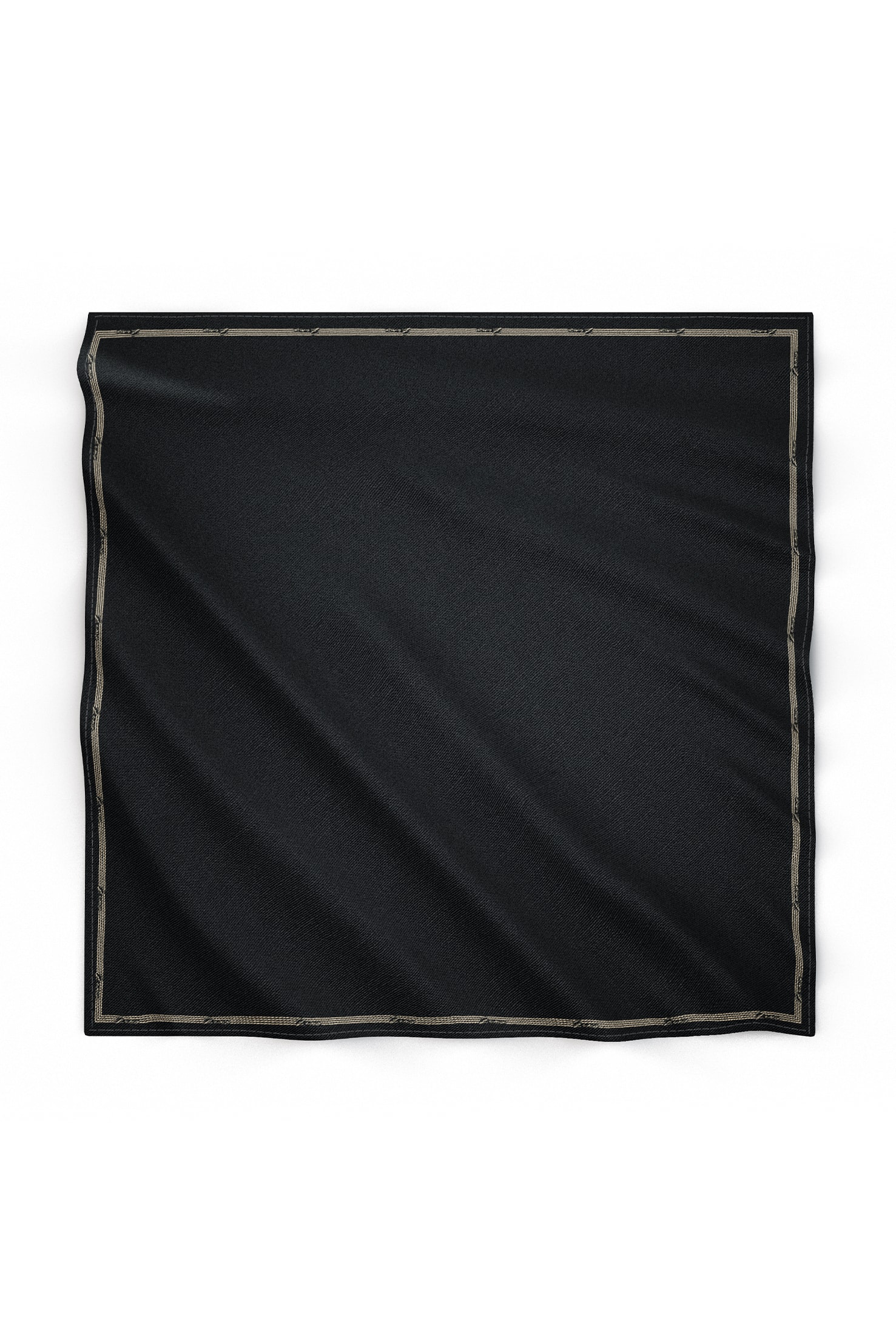 Zems Düz Renk Twill İpek Eşarp - SİYAH