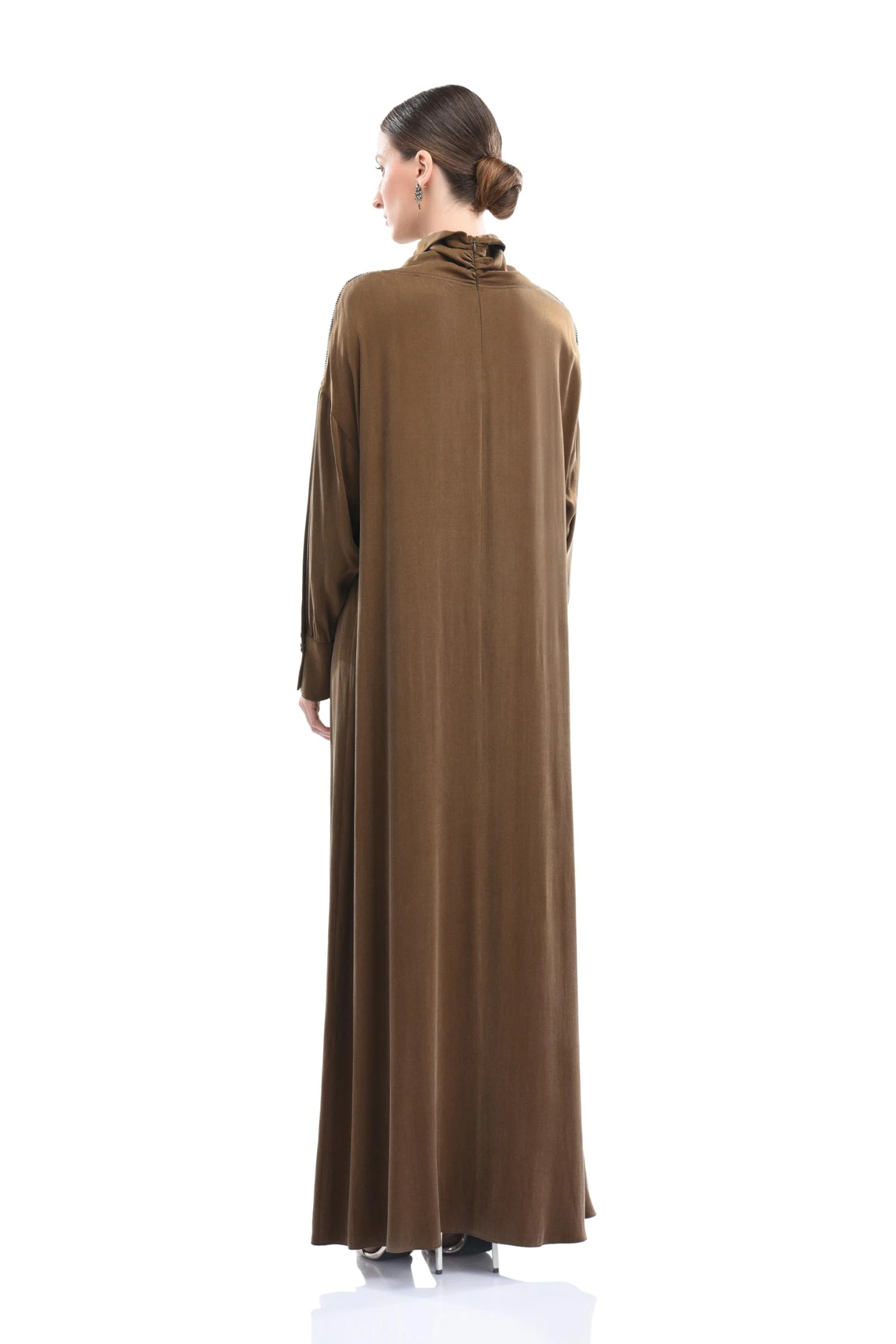 Kuşak Detaylı Cupro Uzun Elbise