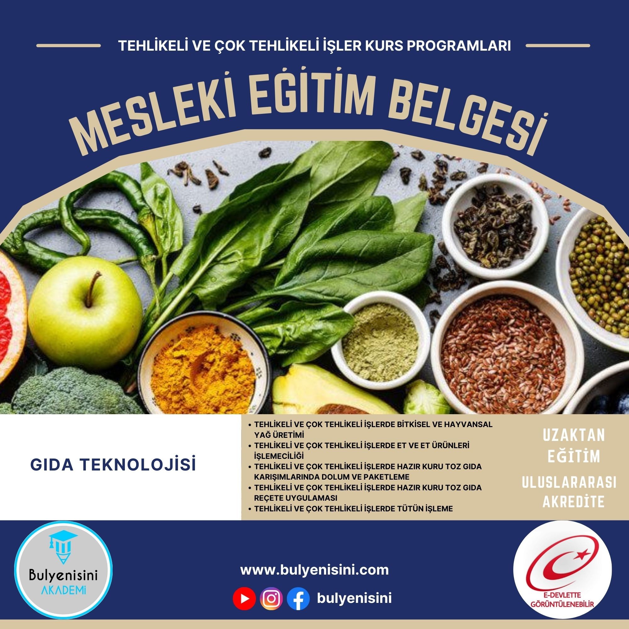 40 SAAT HAZIR KURU TOZ GIDA KARIŞIMLARINDA DOLUM VE PAKETLEME EĞİTİMİ - TÇTİ