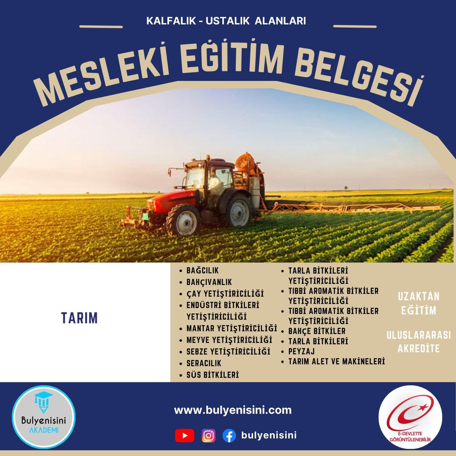 SINAVLI - Meyve Yetiştiriciliği Kalfalık & Ustalık Sertifika ve Eğitim Programı