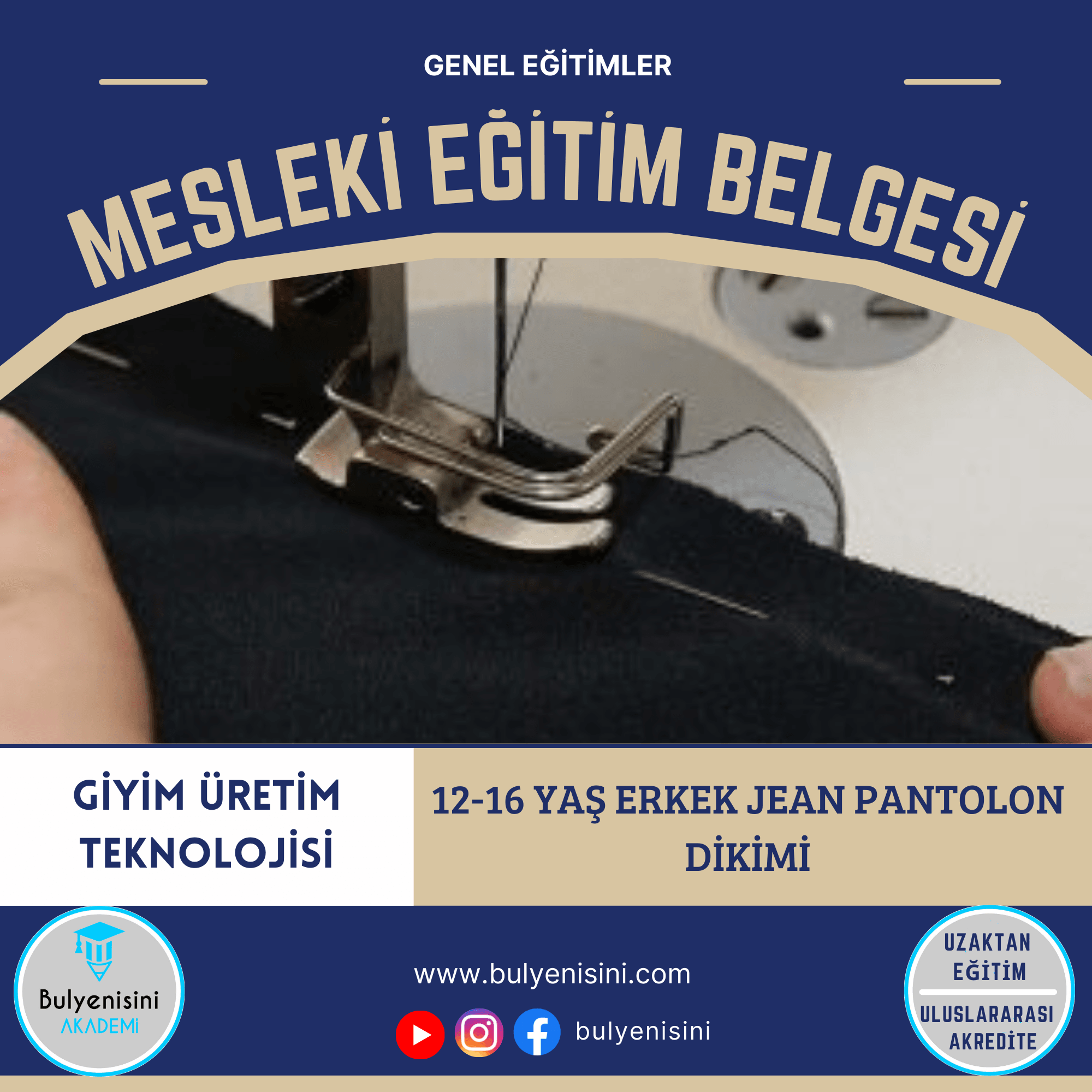 12-16 Yaş Erkek Jean Pantolon Dikimi Sertifika Programı
