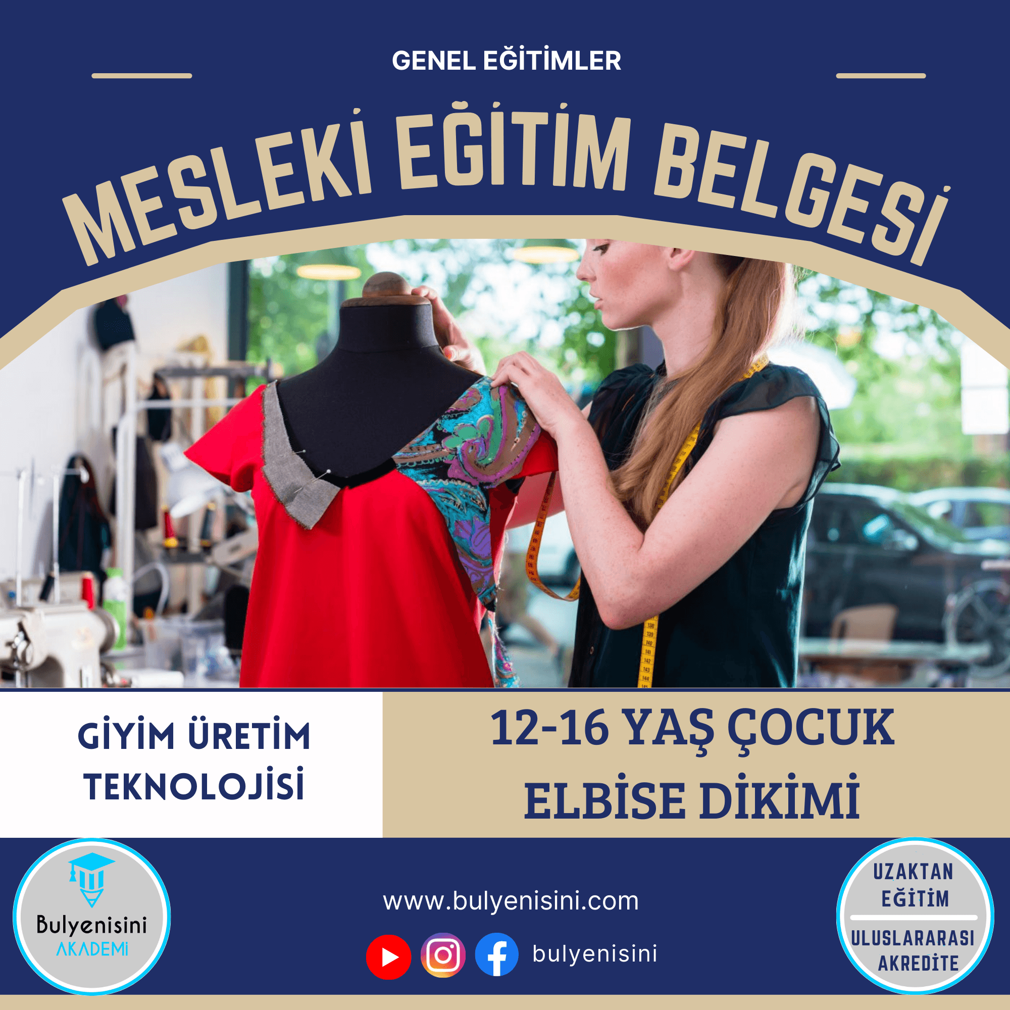 12-16 Yaş Çocuk Elbise Dikimi Sertifika Programı