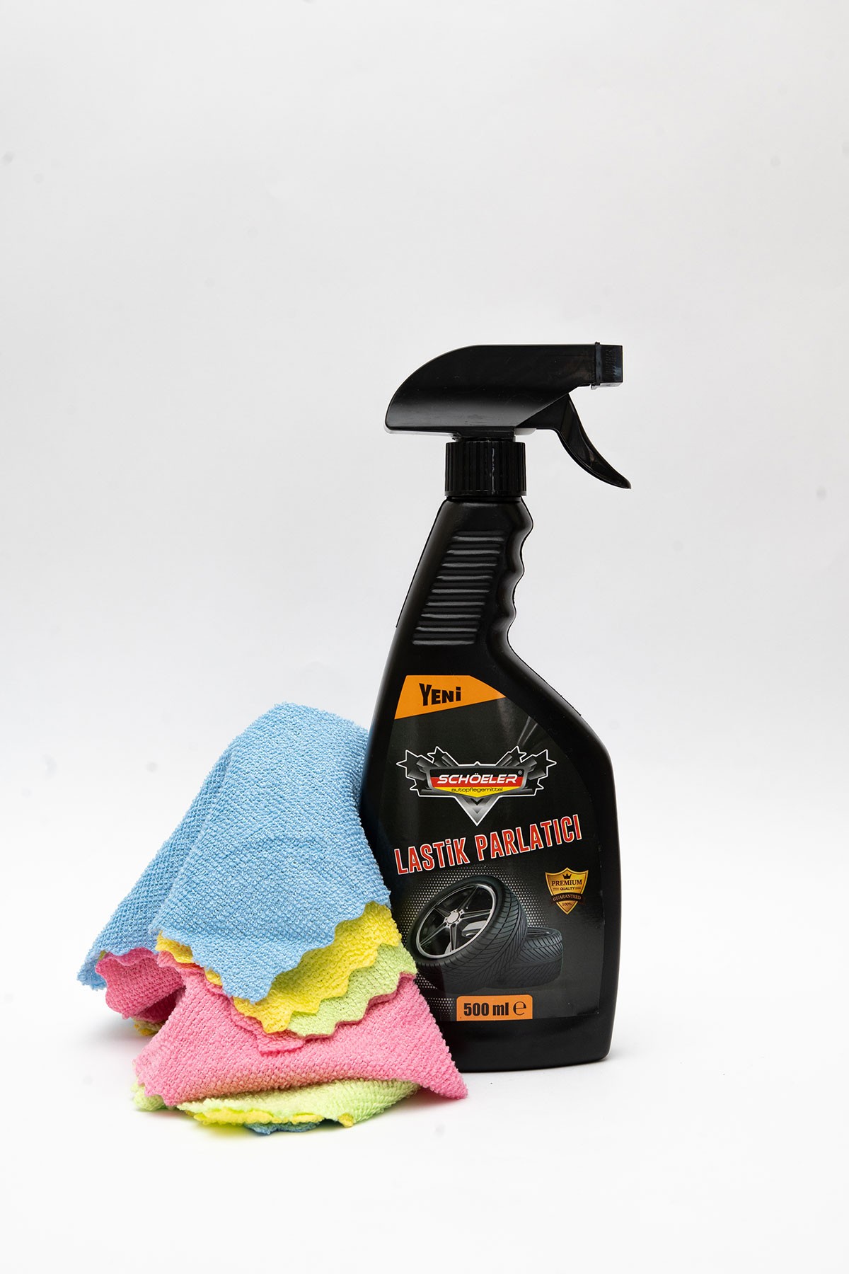 Lastik Parlatıcısı 500ML ve Microfiber 4 lü Bez Parlatma Seti