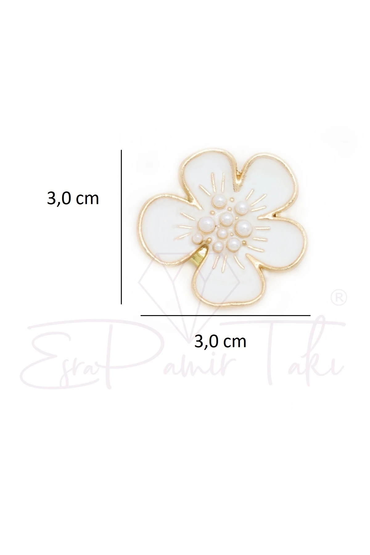 İncili Çiçek Düğme Süsü Broş