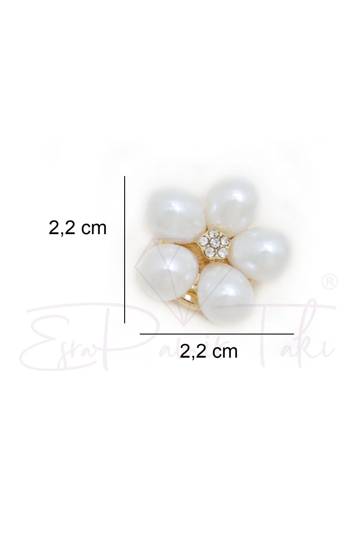 İncili Taşlı Düğme Süsü Broş