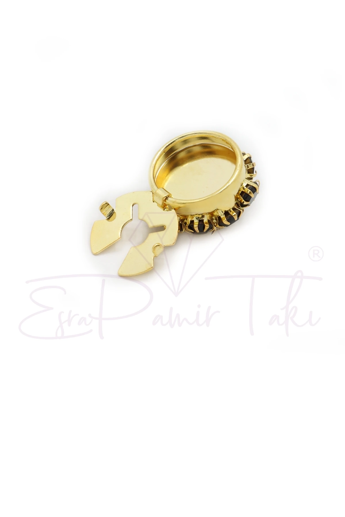 Siyah Taşlı Düğme Süsü Broş