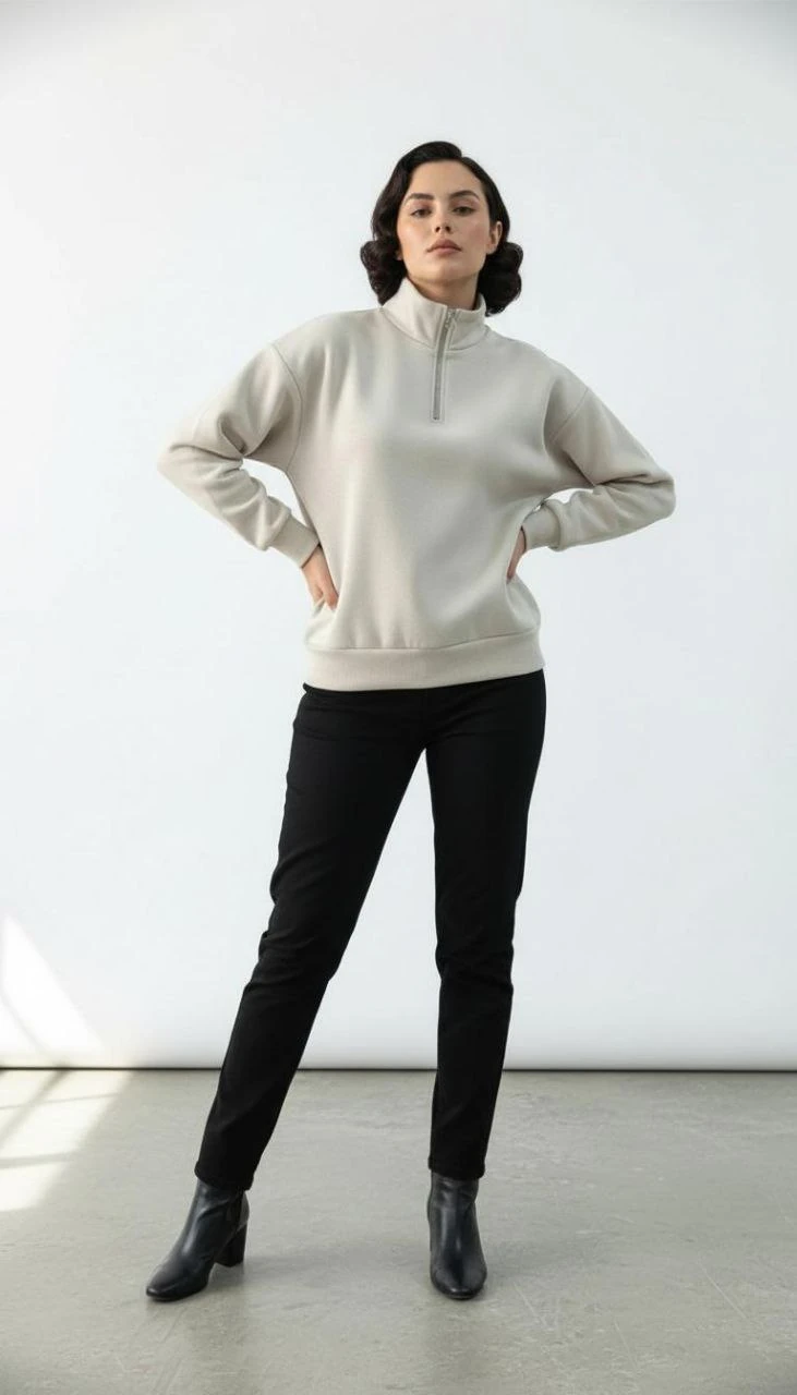 Jegass Kadın Sweatshirt Gri 3 İplik