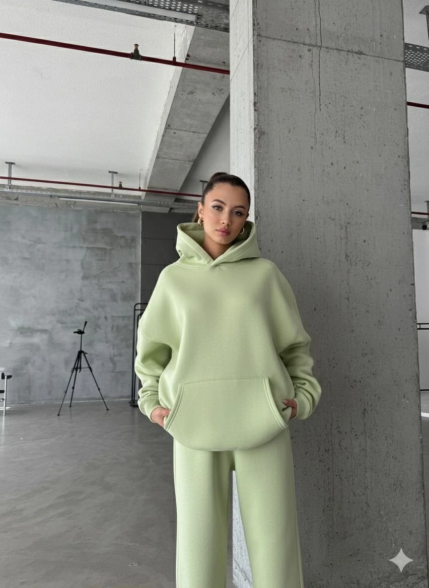 Jegass 3 İplik Şardonlu Oversize Sweatshirt