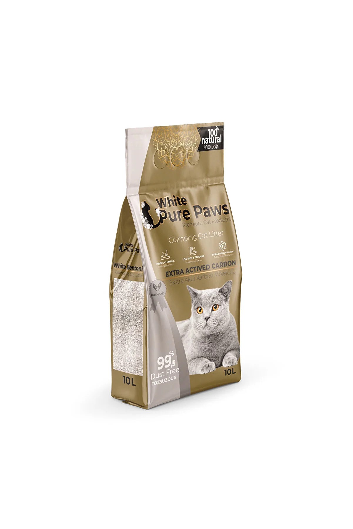 Pure Paws İnce Taneli Aktif Karbonlu Bentonit Kedi Kumu 10 lt