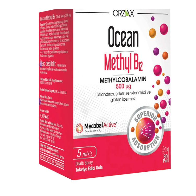 Orzax Ocean 500 µg Methyl B12 Sprey 5 ml