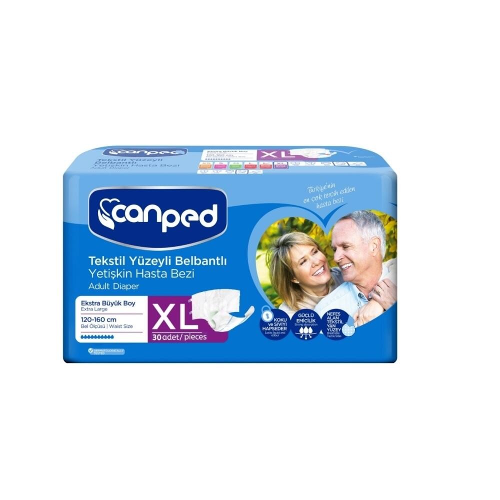 Canped Tekstil Yüzeyli Belbantlı X-Large Hasta Bezi 30lu
