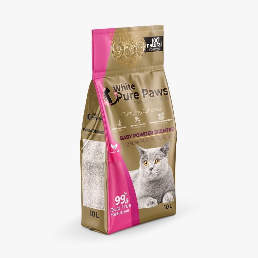 Pure Paws İnce Taneli Bebek Pudralı Bentonit Kedi Kumu 10 lt