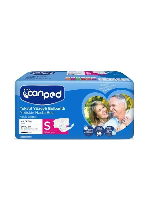 Canped Tekstil Yüzeyli Belbantlı Small Hasta Bezi 30lu