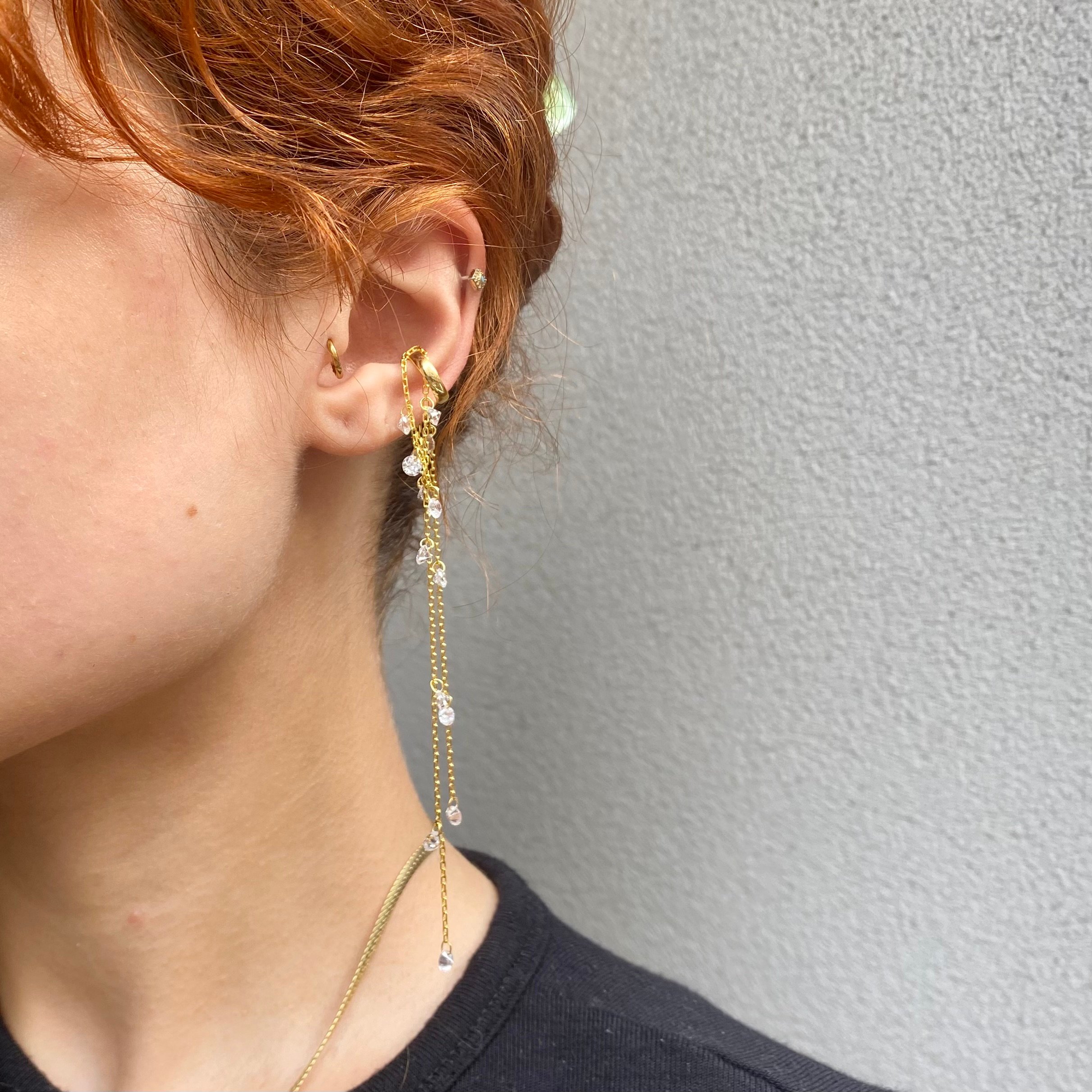 925 Ayar Gümüş | Sallantılı Boncuklu Earcuff Tekli