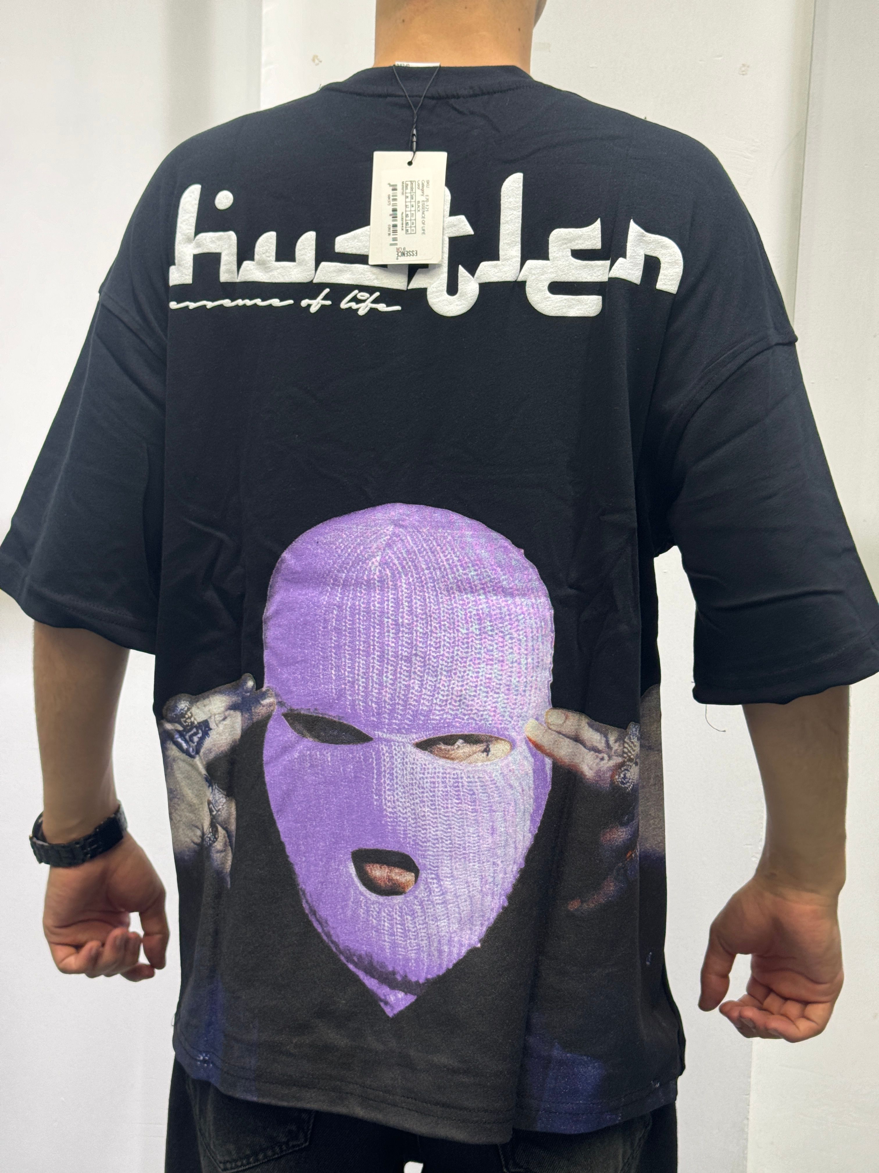 EOF Maske baskılı oversize T-shirt (beyaz ve siyah)