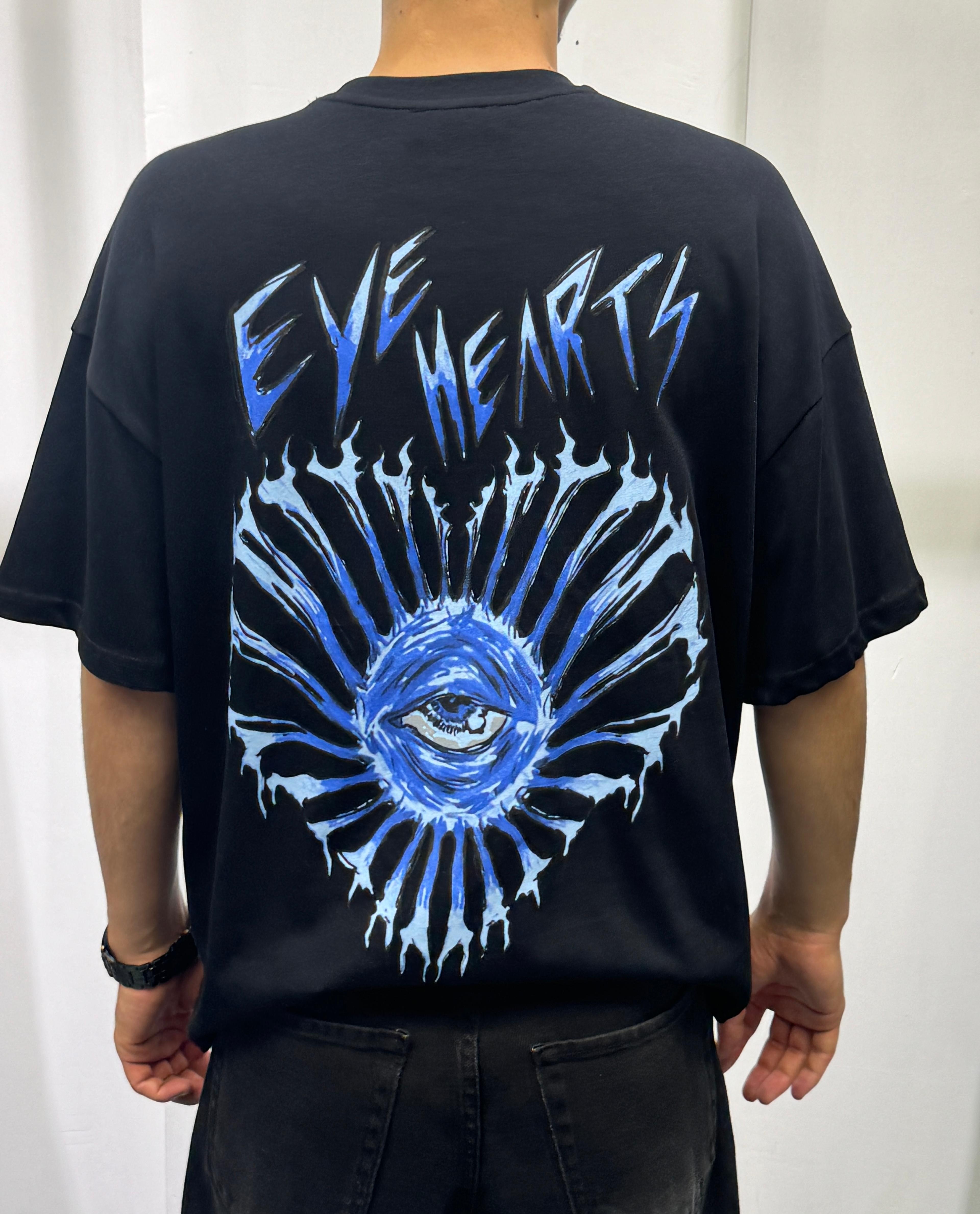 Eye Hearts Baskılı oversize T-shirt