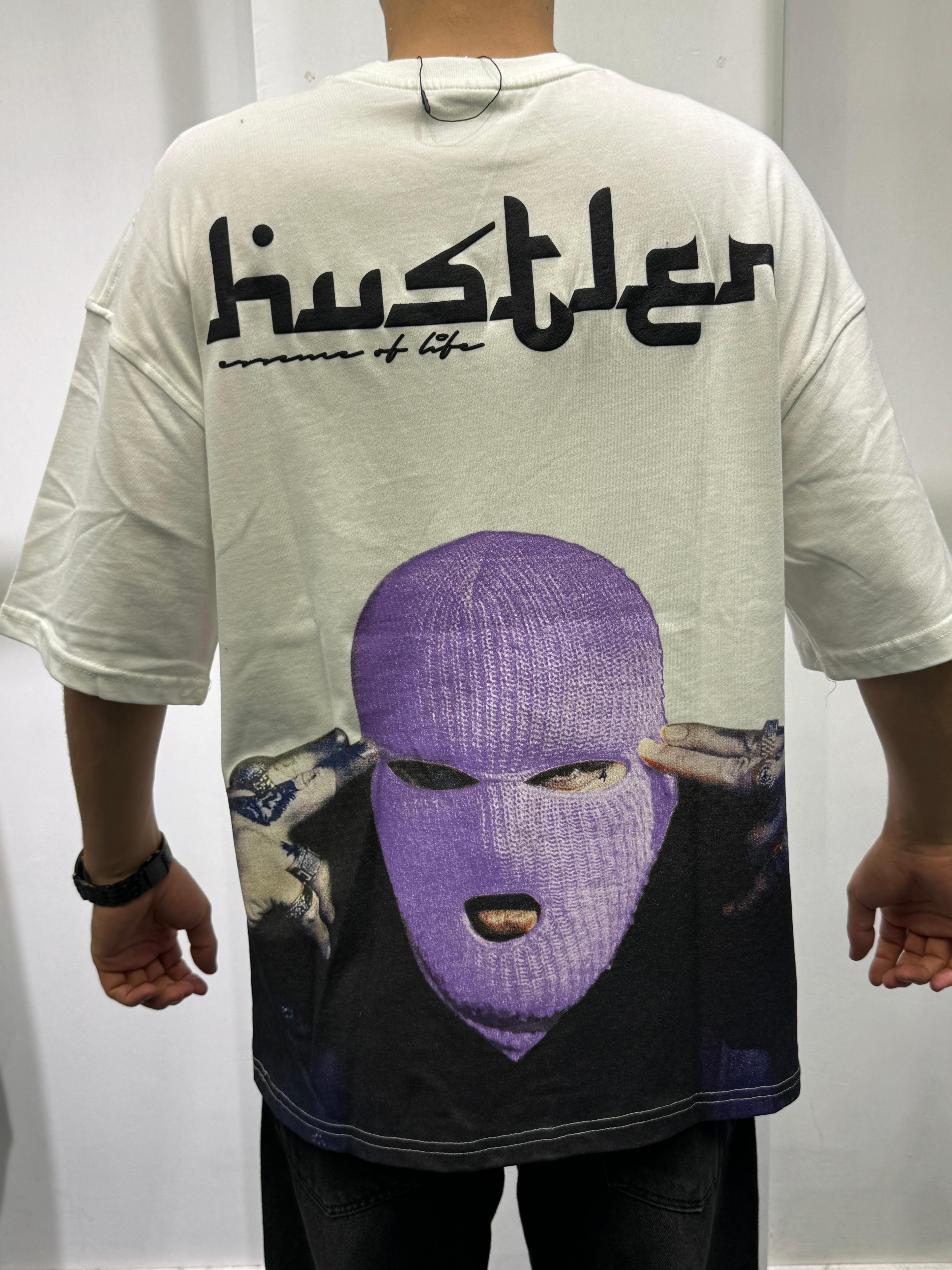 EOF Maske baskılı oversize T-shirt (beyaz ve siyah)