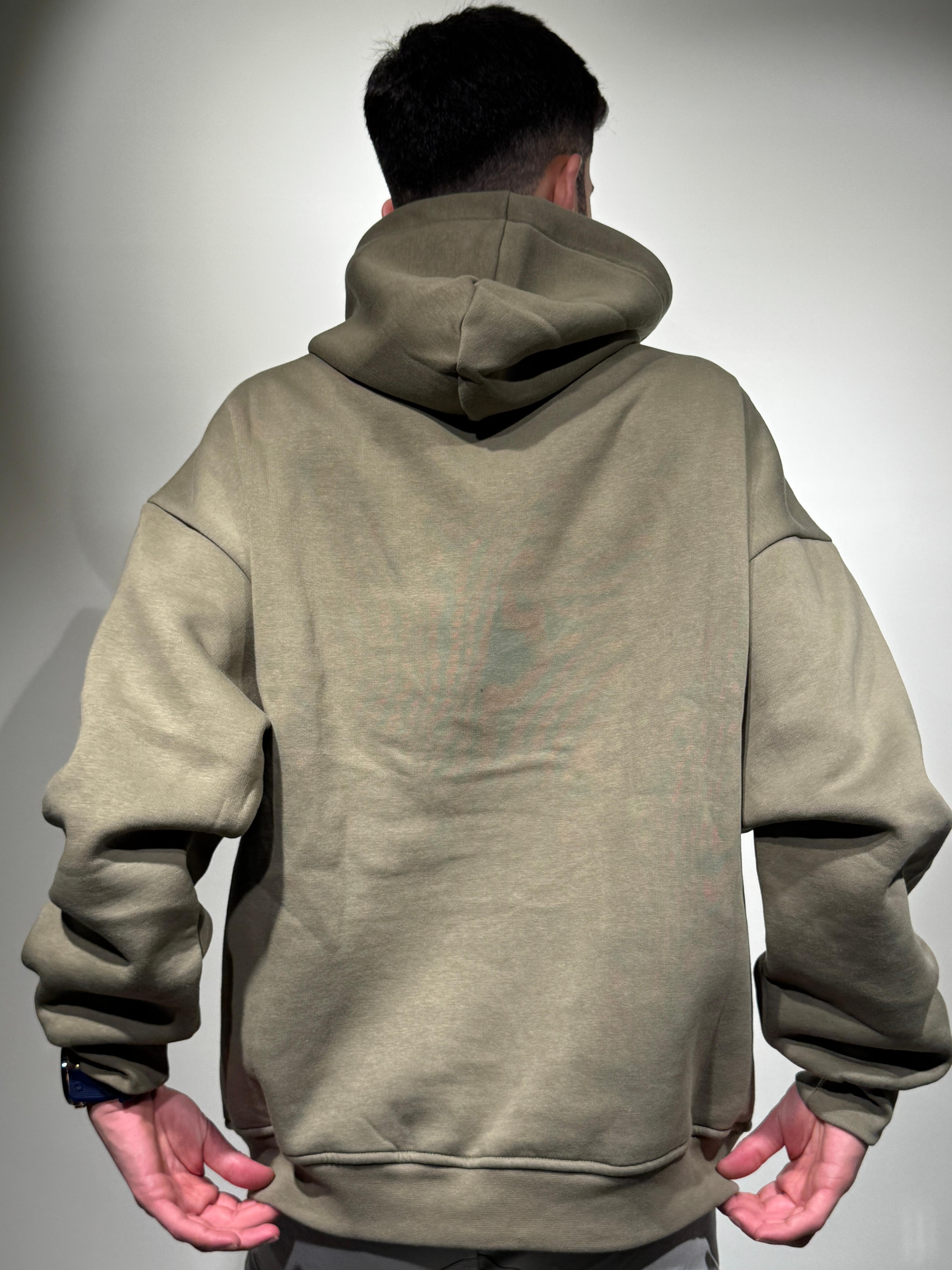 Kapüşonlu haki yeşili Sweatshirt