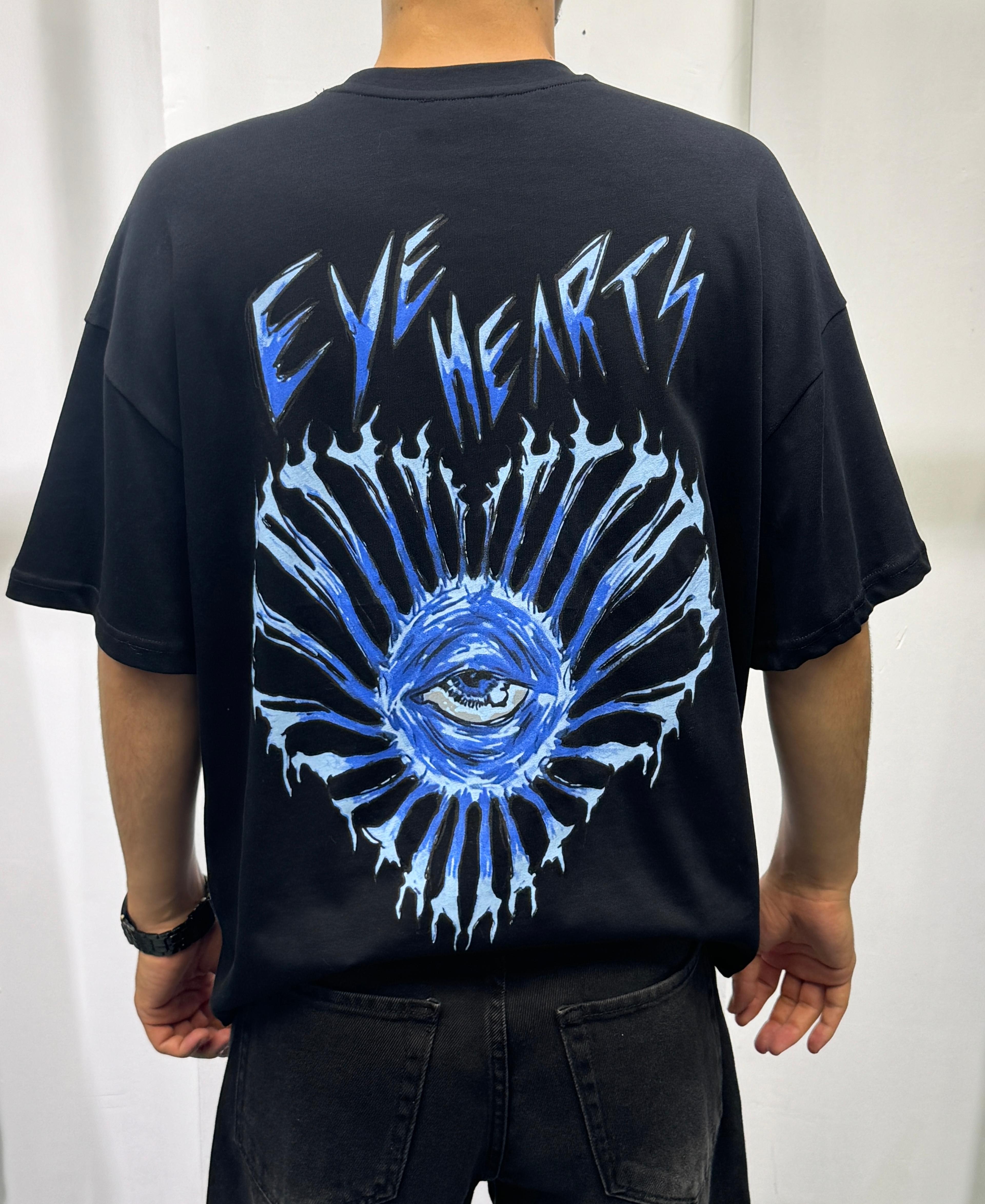 Eye Hearts Baskılı oversize T-shirt