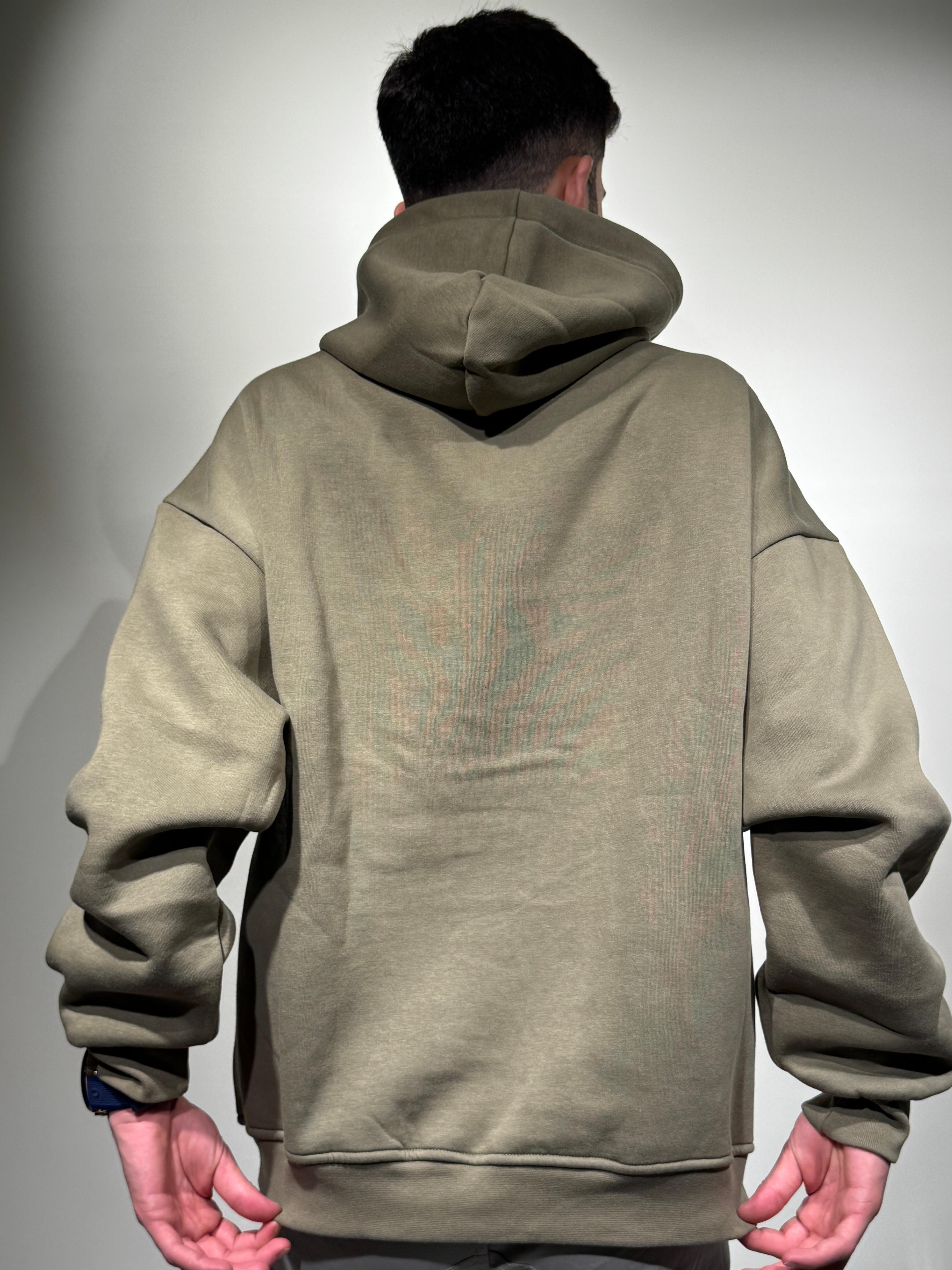 Kapüşonlu haki yeşili Sweatshirt