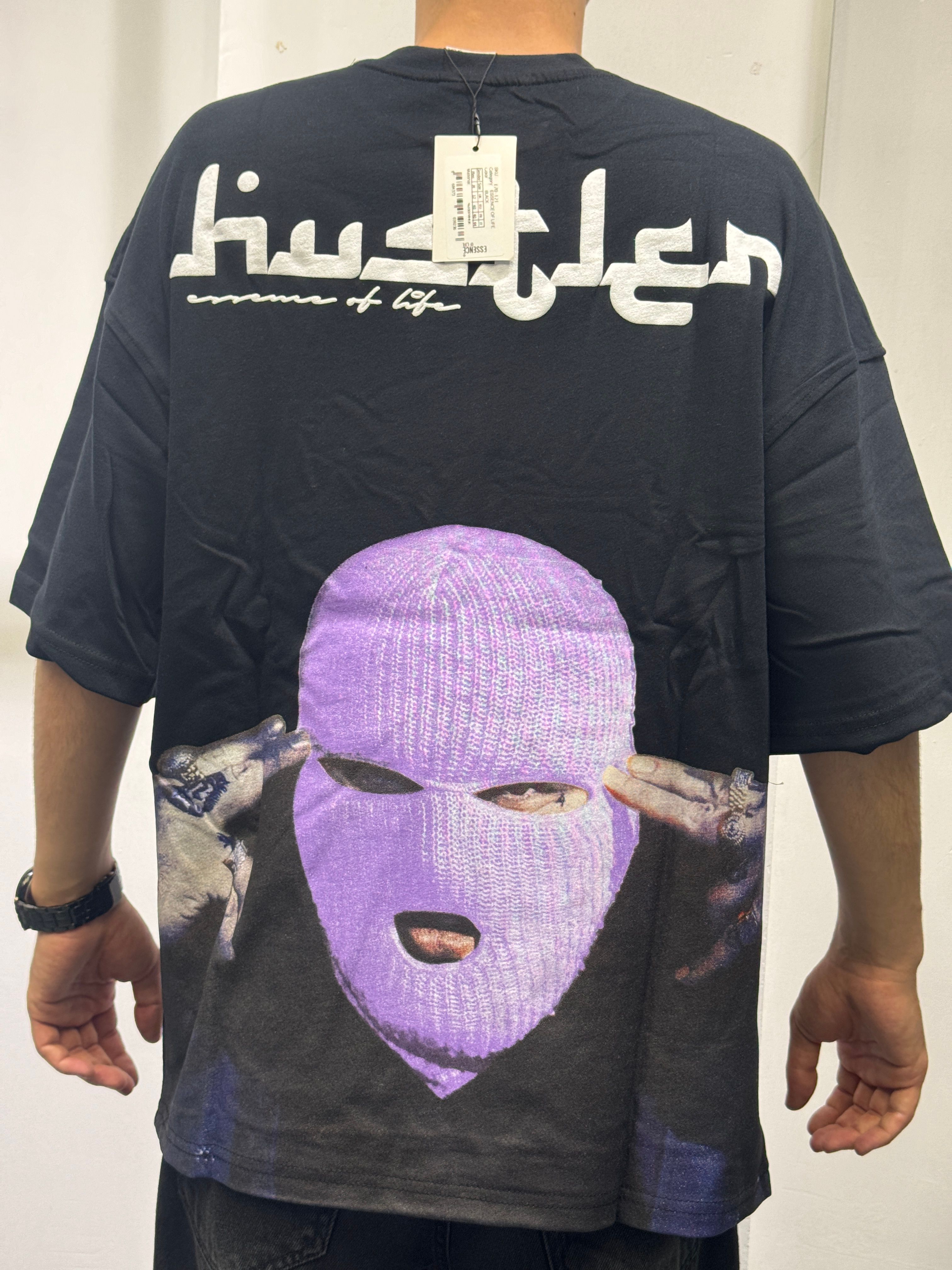 EOF Maske baskılı oversize T-shirt (beyaz ve siyah)