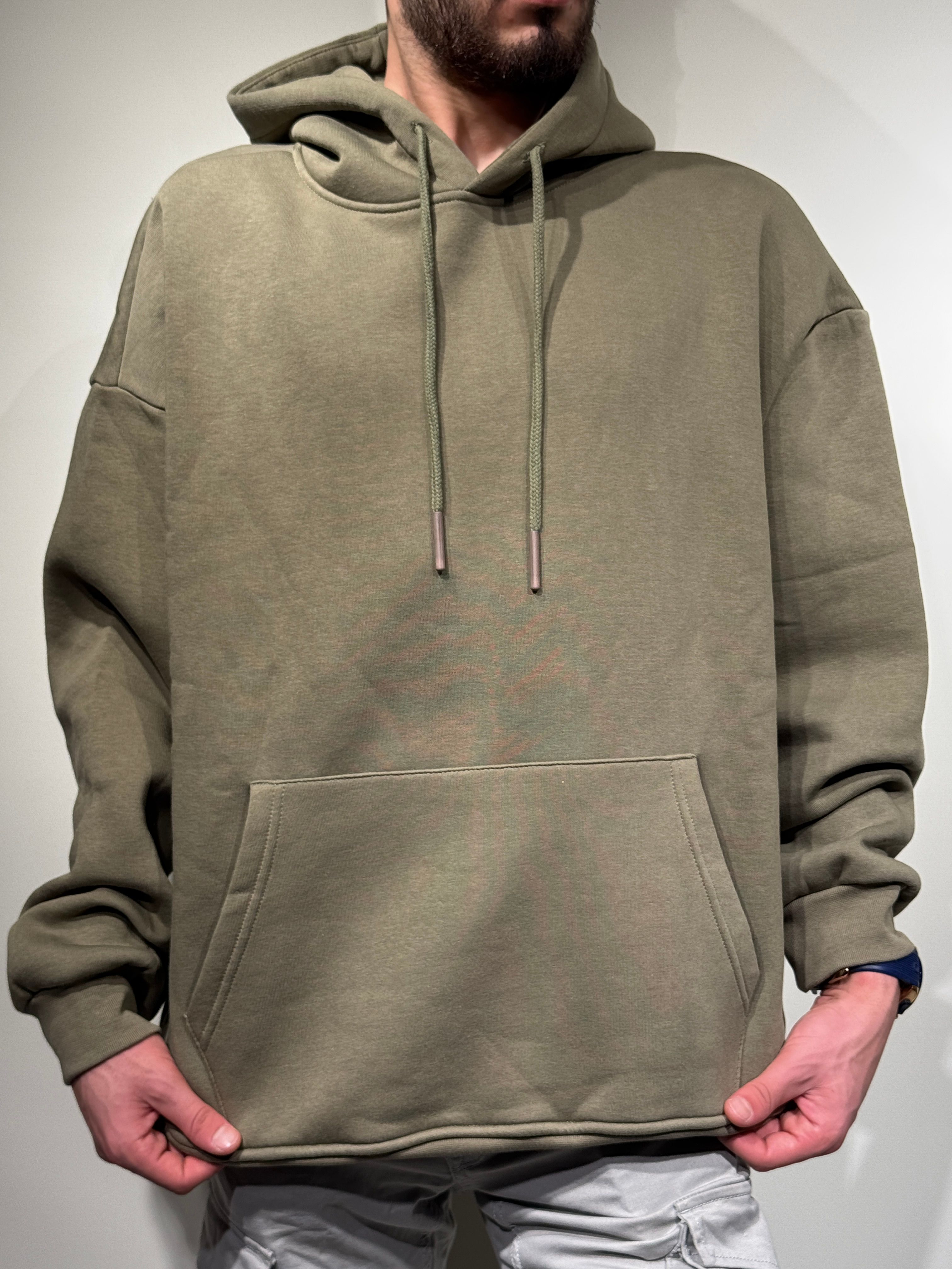 Kapüşonlu haki yeşili Sweatshirt