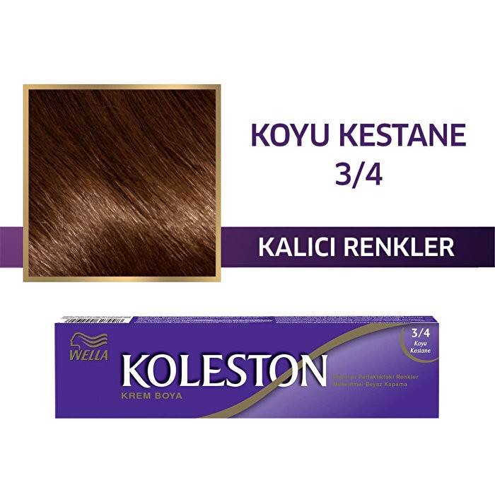 Koleston Kalıcı Krem Saç Boyası 3/4 Koyu Kahve