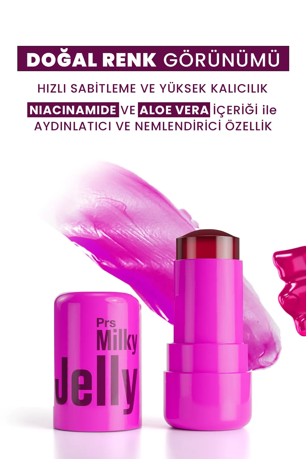 PROCSIN Milky Jelly Doğal Görünüm Dudak ve Yanak Renklendirici Allık Böğürtlen (Berry) 5 GR