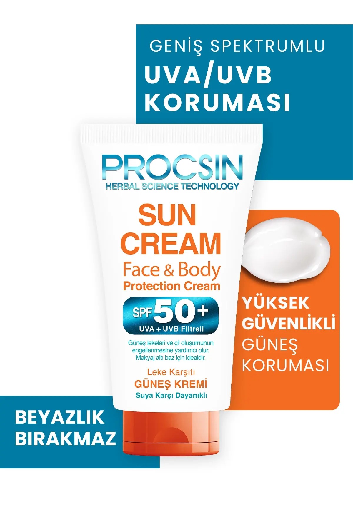 PROCSIN Koyu Leke Karşıtı Yüksek Uv Korumalı SPF 50+ Güneş Kremi 50 ML