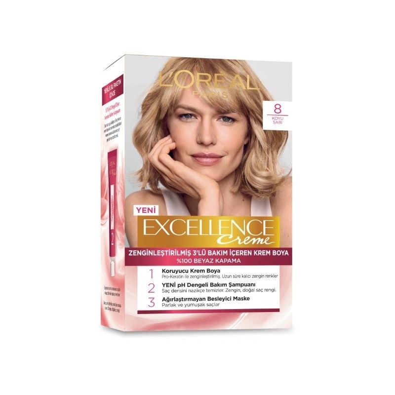 Loreal Paris Excellence Boya 8 Koyu Sarı